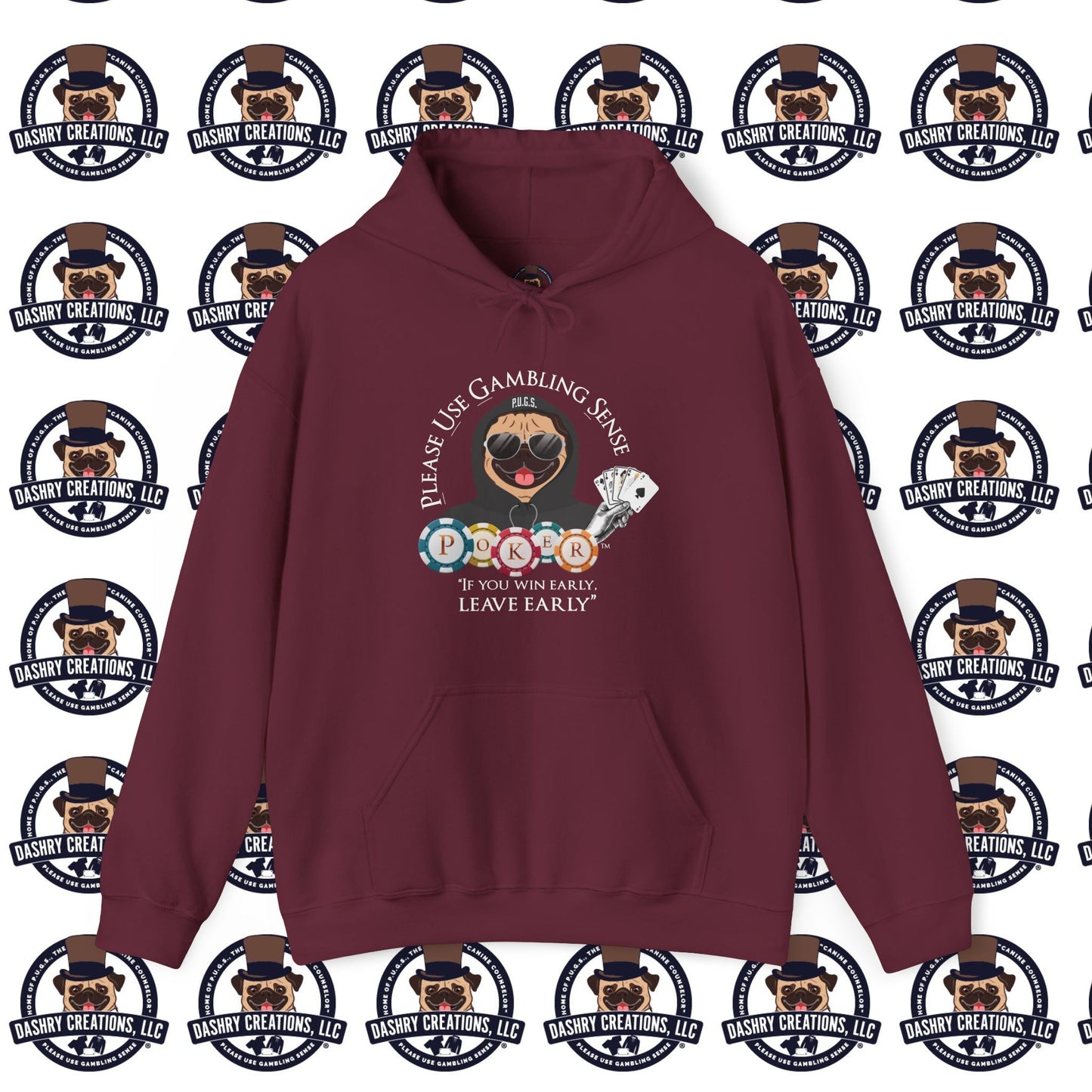 Poker “Win Early Leave” Early Black Hoodie Unisex Heavy Blend™ Hooded Sweatshirt