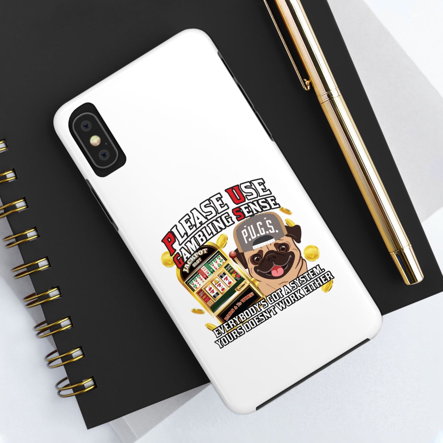 Slots “Everybody’s Got A System” Tan & White Backwards Baseball Cap Tough Phone Cases