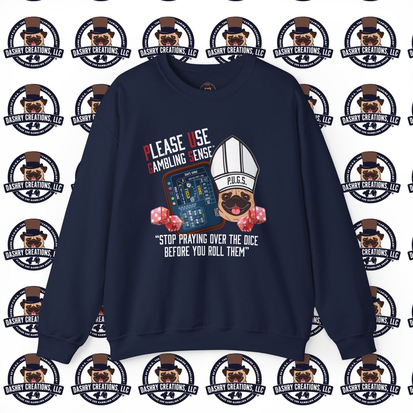 Craps “Praying Over Dice” Bishop’s Mitre Hat Unisex Heavy Blend™ Crewneck Sweatshirt