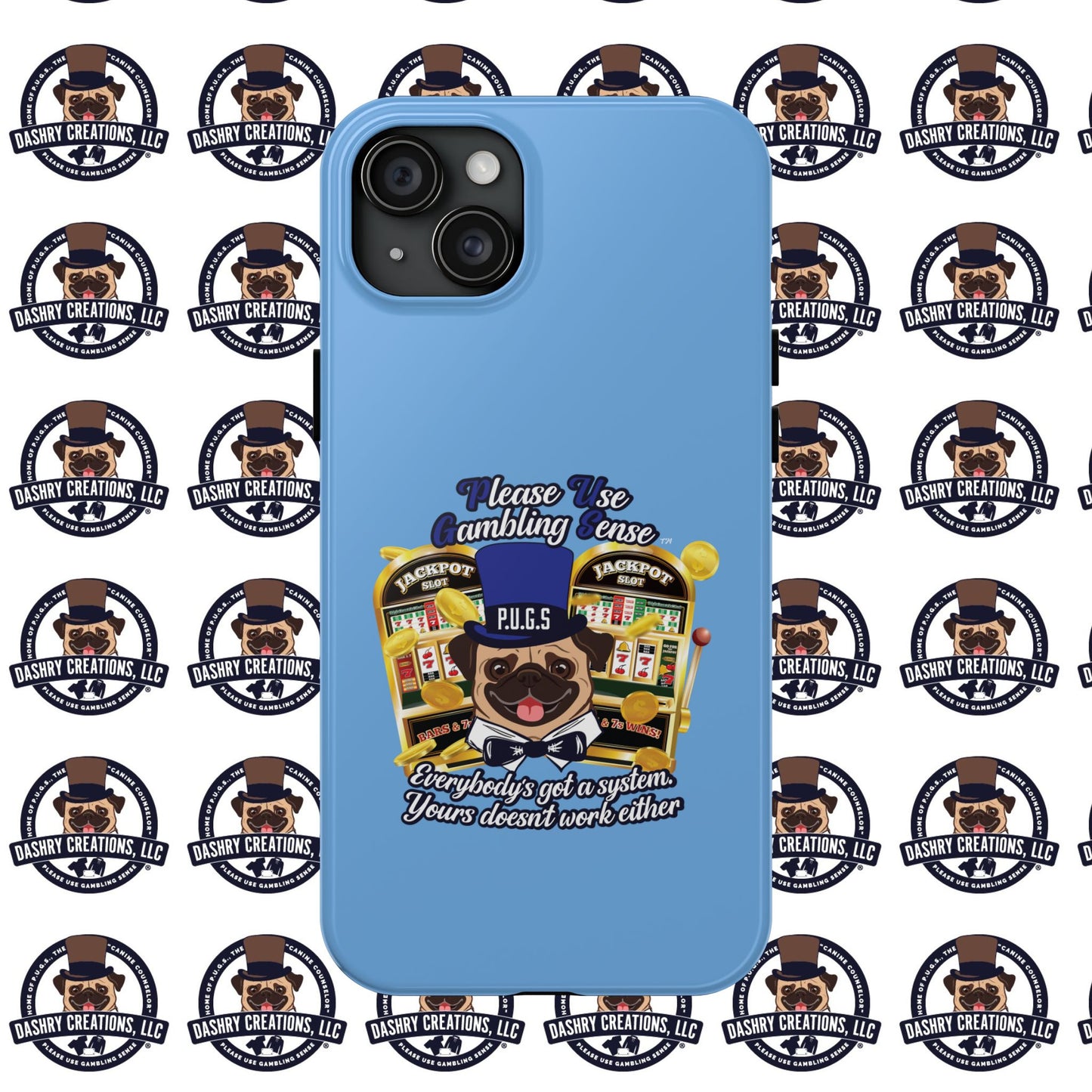 Slots “Everybody’s Got A System” Blue & Black Top Hat Tough Phone Cases