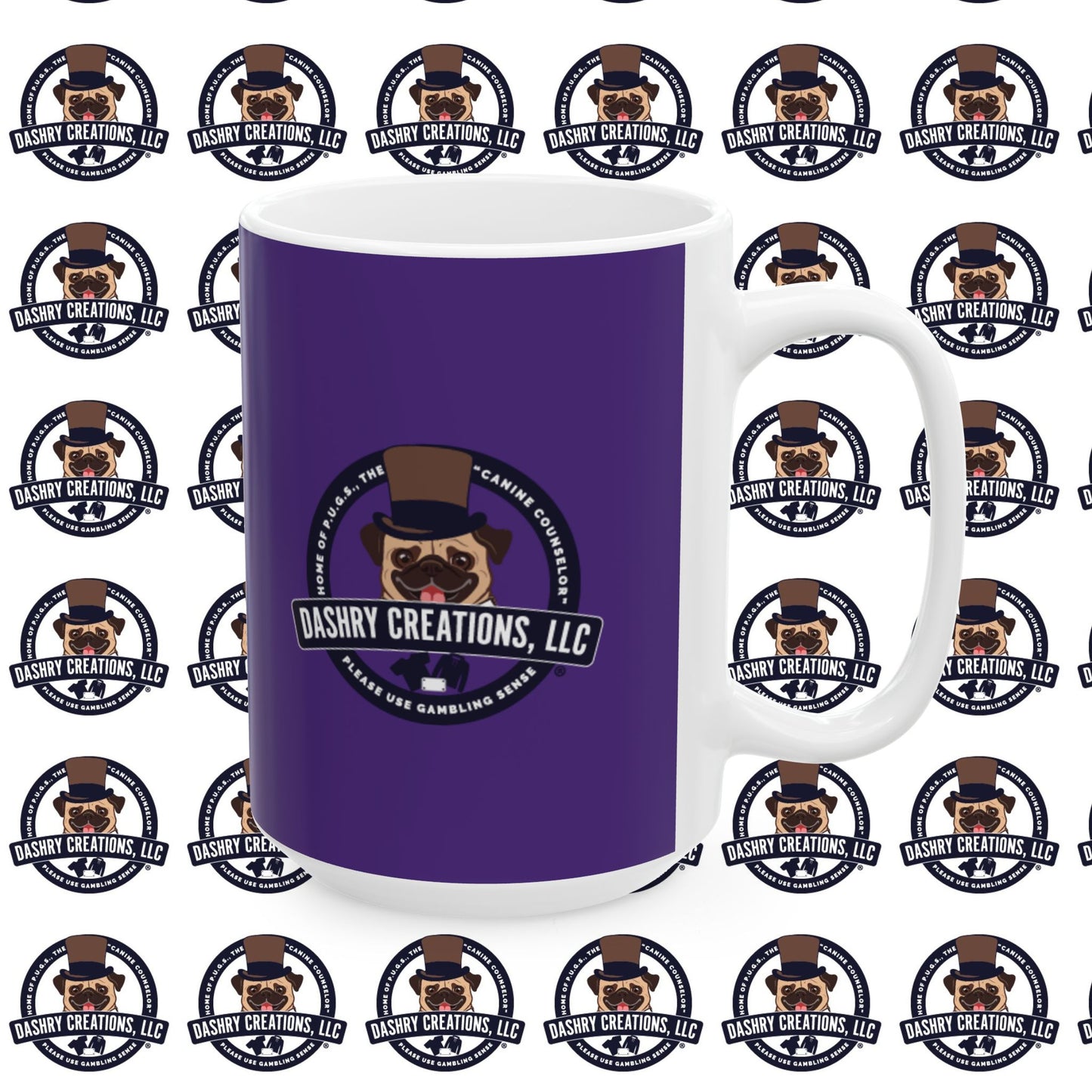 Horse Racing “Portfolio Diversification” White with Blue Band Men’s Fedora Hat Ceramic Mug, (11oz, 15oz)