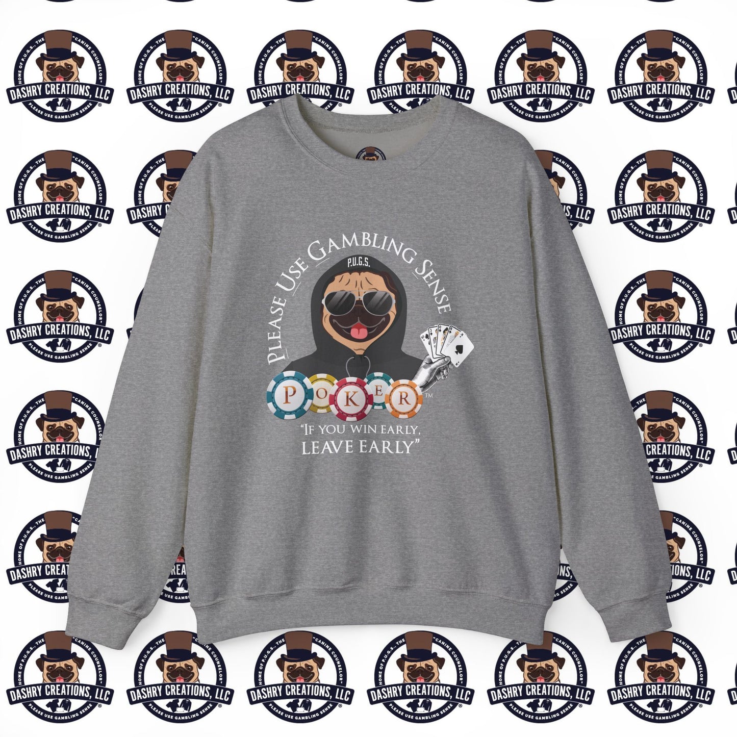 Poker “Win Early Leave” Early Black Hoodie Unisex Heavy Blend™ Crewneck Sweatshirt