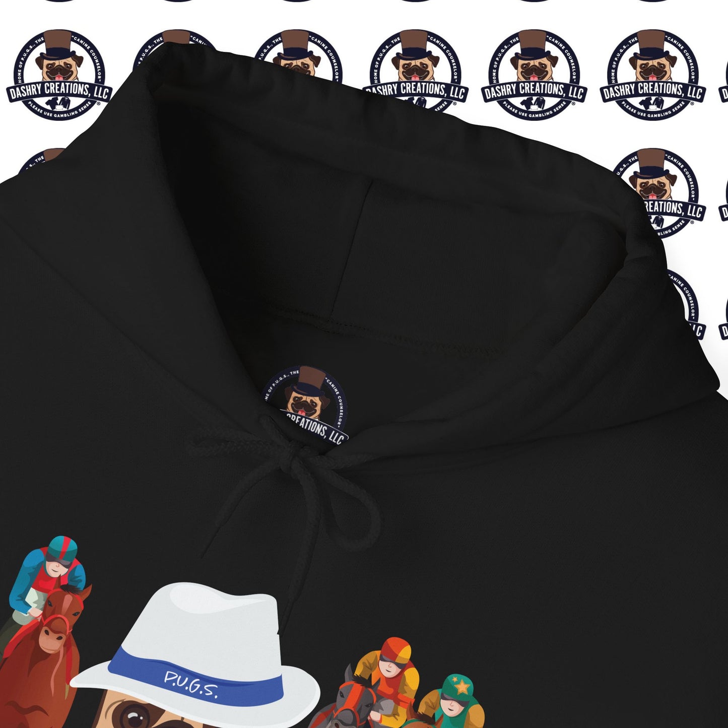 Horse Racing “Portfolio Diversification” White with Blue Band Men’s Fedora Hat Unisex Heavy Blend™ Hooded Sweatshirt