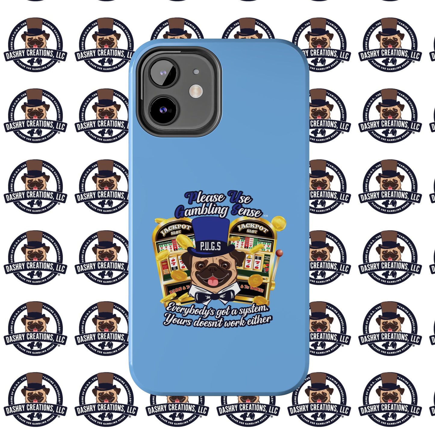 Slots “Everybody’s Got A System” Blue & Black Top Hat Tough Phone Cases
