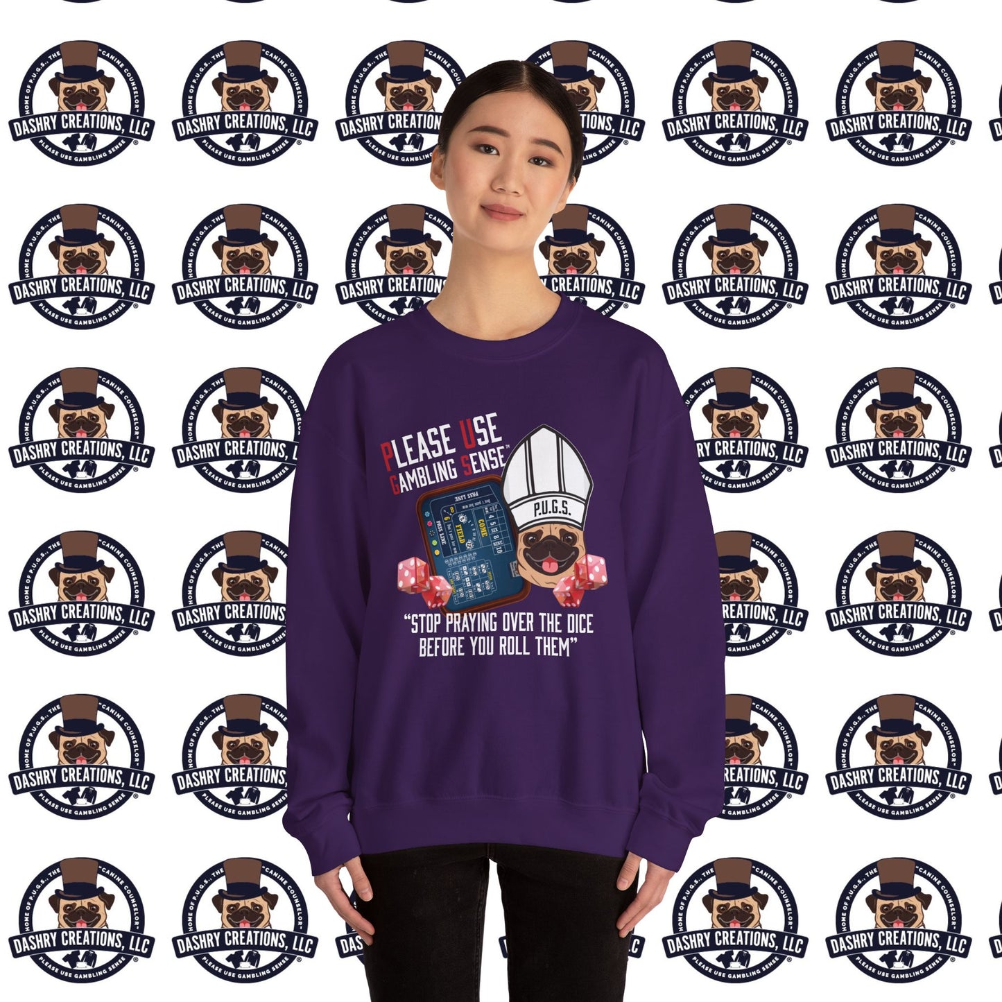 Craps “Praying Over Dice” Bishop’s Mitre Hat Unisex Heavy Blend™ Crewneck Sweatshirt
