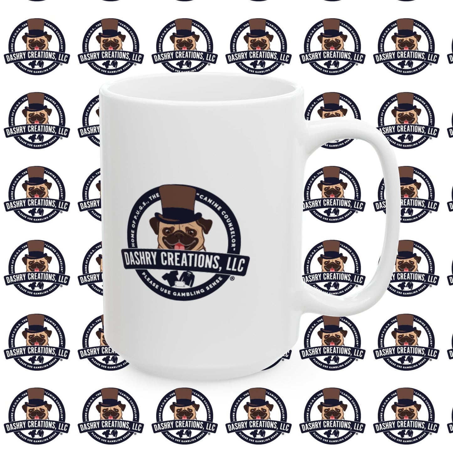 Slots “Everybody’s Got A System” Tan & White Backwards Baseball Cap Ceramic Mug, (11oz, 15oz)