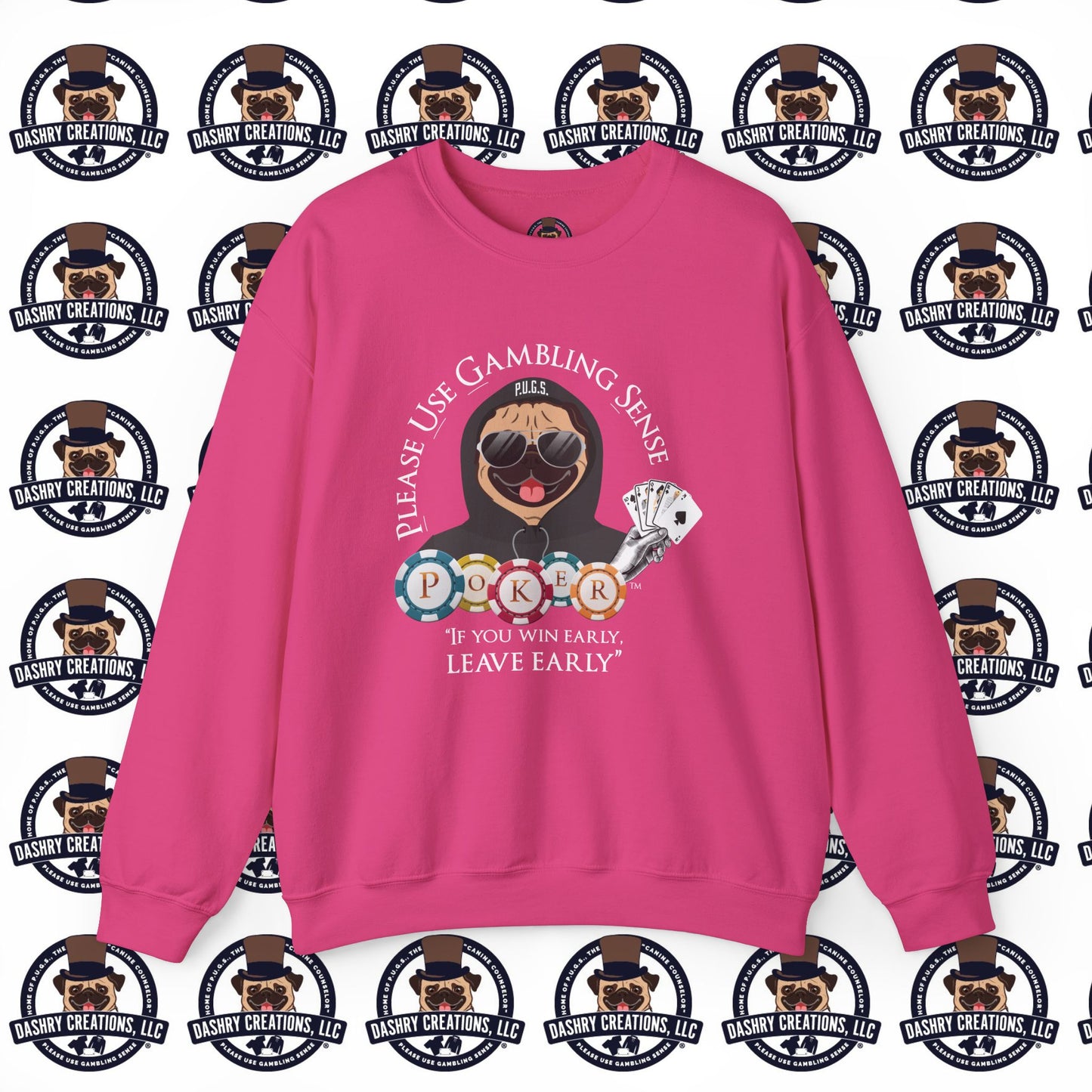 Poker “Win Early Leave” Early Black Hoodie Unisex Heavy Blend™ Crewneck Sweatshirt