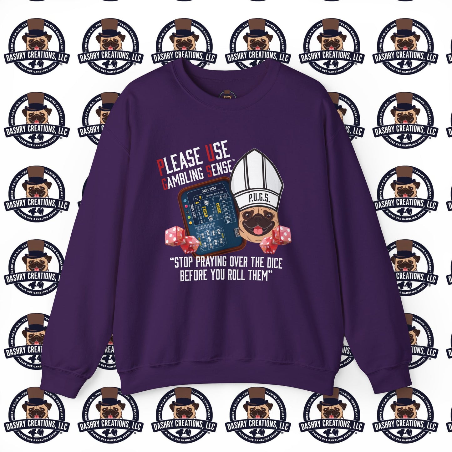 Craps “Praying Over Dice” Bishop’s Mitre Hat Unisex Heavy Blend™ Crewneck Sweatshirt
