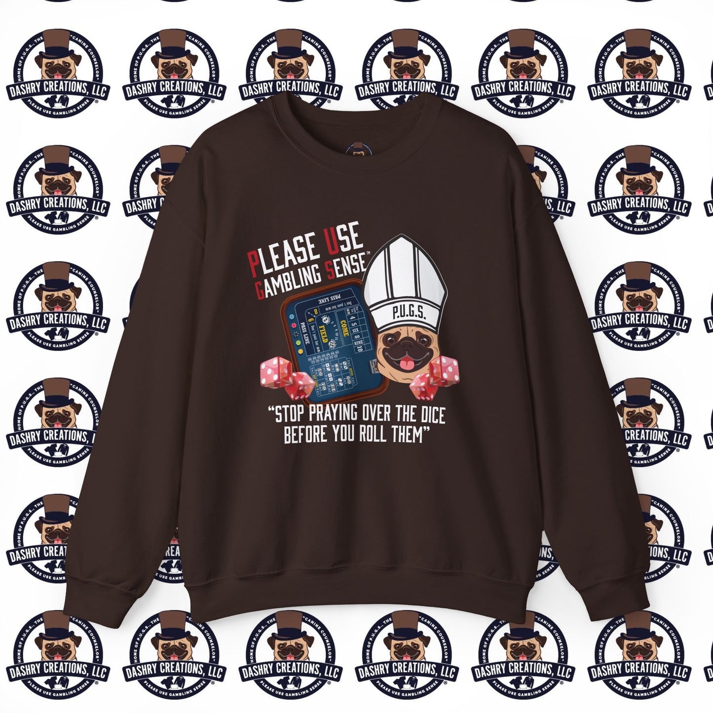 Craps “Praying Over Dice” Bishop’s Mitre Hat Unisex Heavy Blend™ Crewneck Sweatshirt