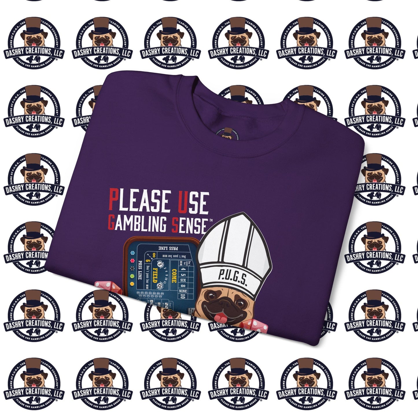 Craps “Praying Over Dice” Bishop’s Mitre Hat Unisex Heavy Blend™ Crewneck Sweatshirt