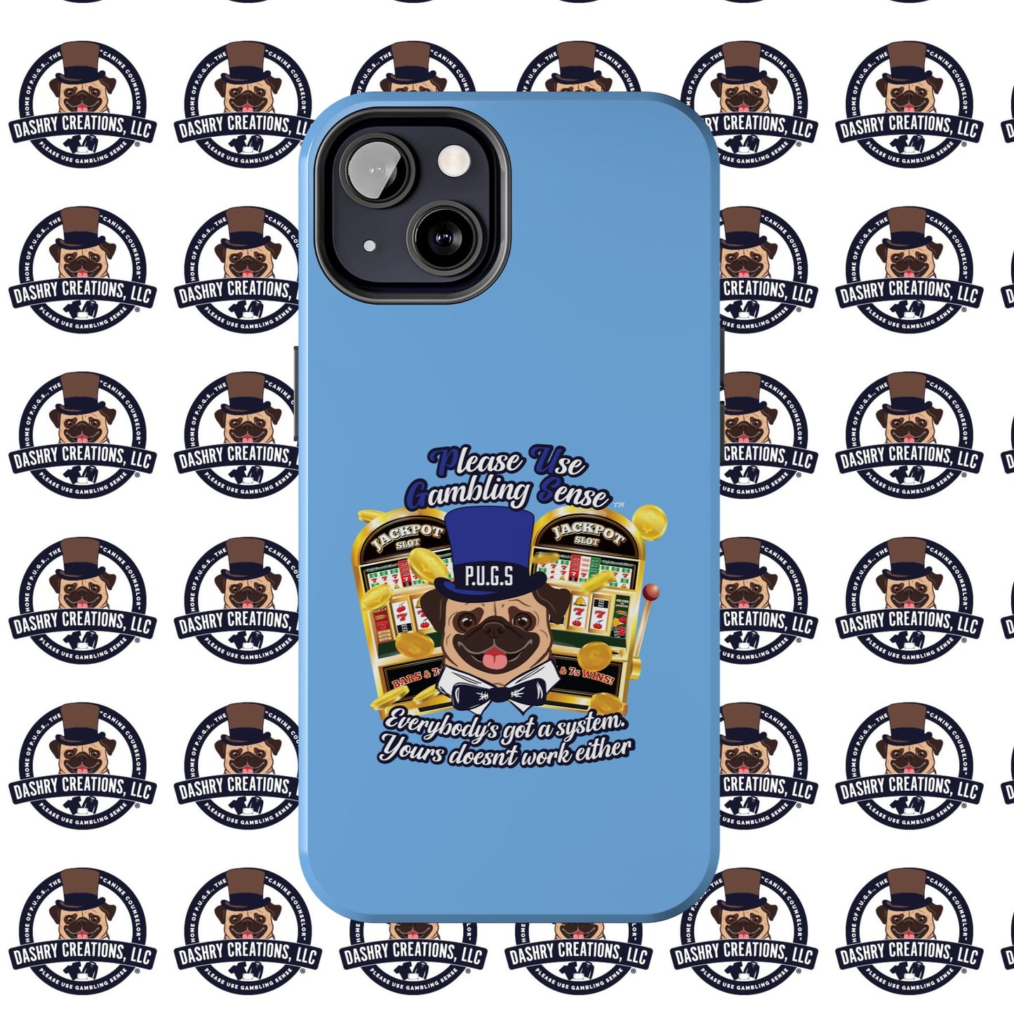 Slots “Everybody’s Got A System” Blue & Black Top Hat Tough Phone Cases