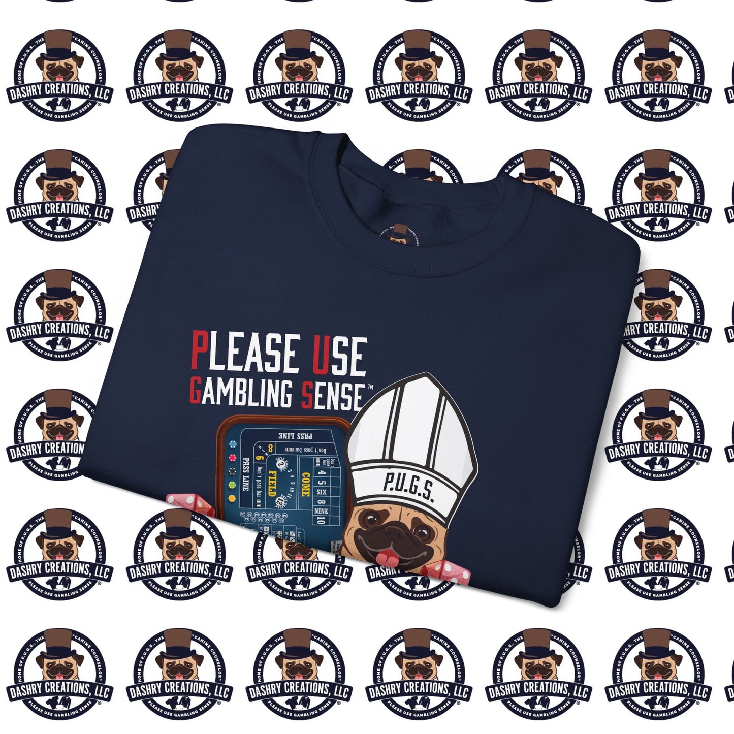 Craps “Praying Over Dice” Bishop’s Mitre Hat Unisex Heavy Blend™ Crewneck Sweatshirt