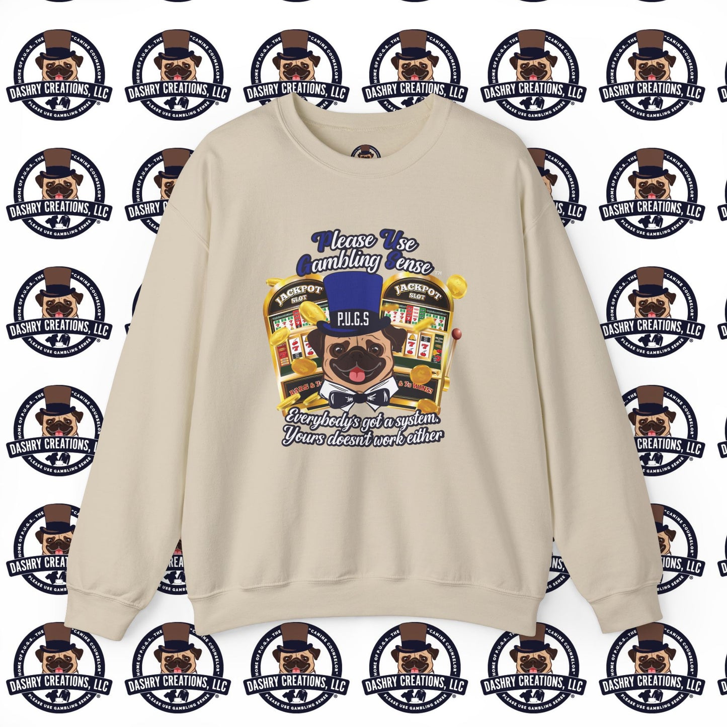 Slots “Everybody’s Got A System” Blue & Black Top Hat Unisex Heavy Blend™ Crewneck Sweatshirt