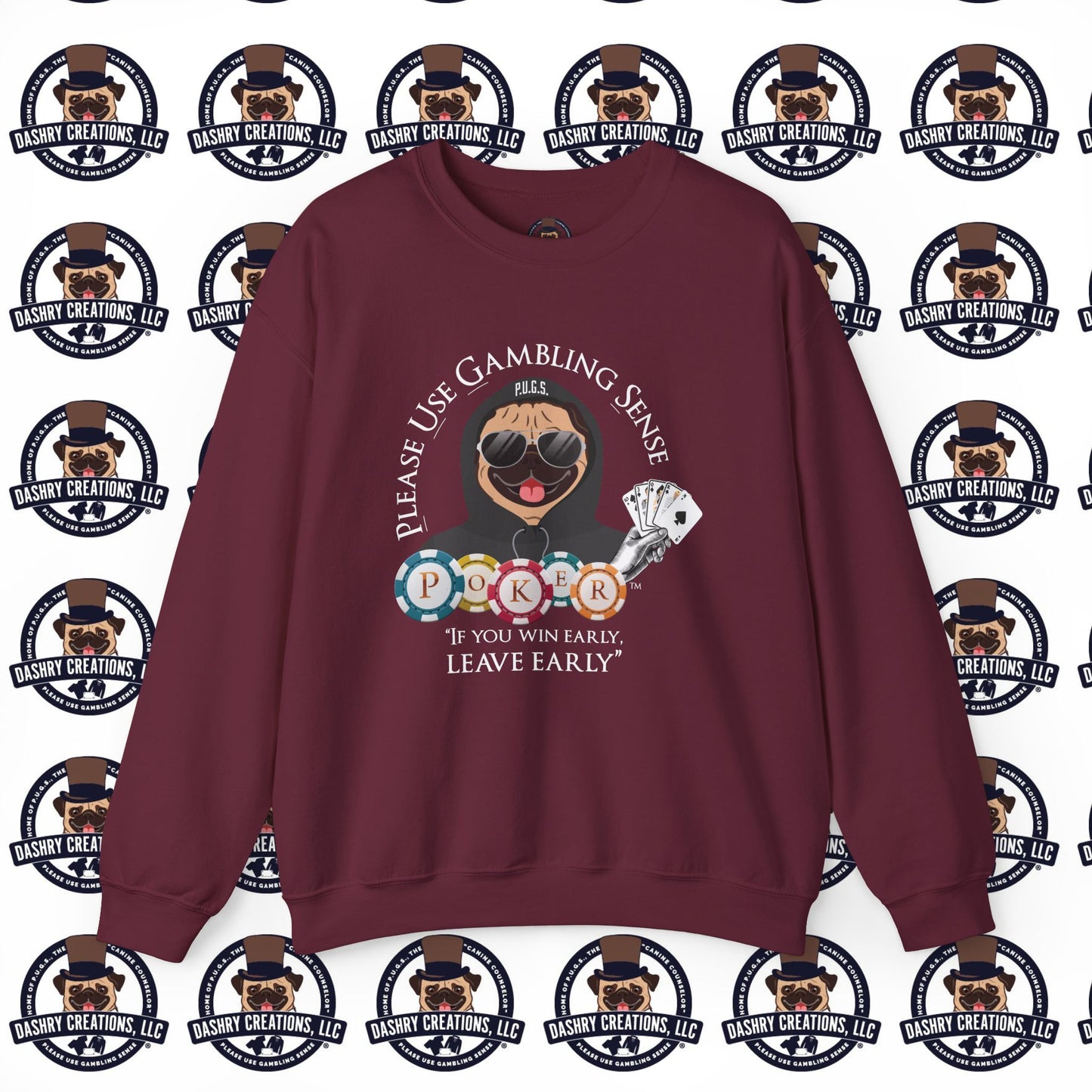 Poker “Win Early Leave” Early Black Hoodie Unisex Heavy Blend™ Crewneck Sweatshirt