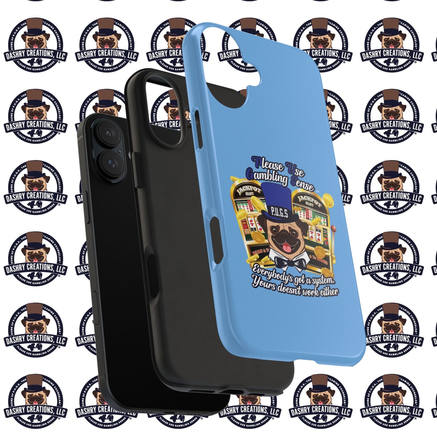 Slots “Everybody’s Got A System” Blue & Black Top Hat Tough Phone Cases
