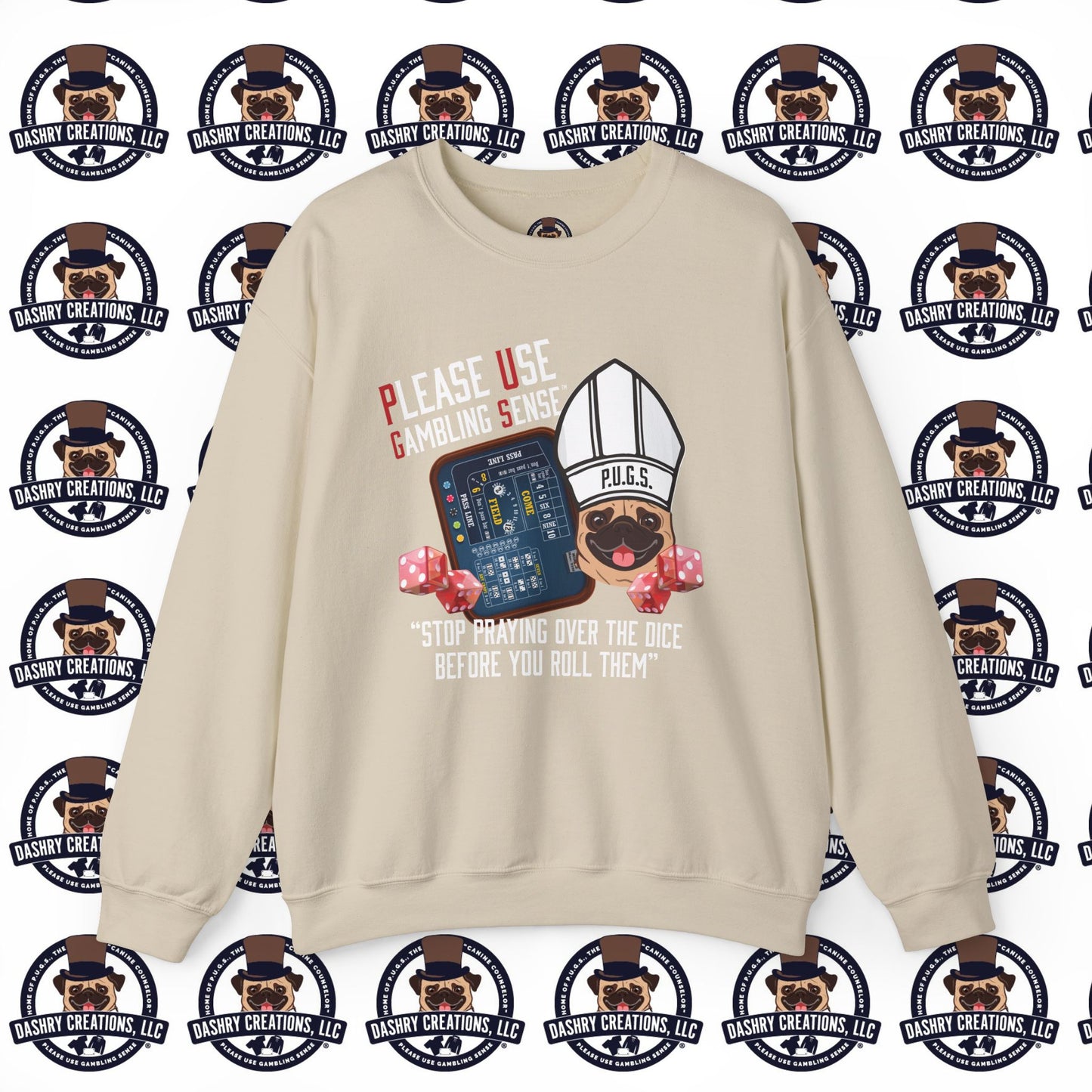 Craps “Praying Over Dice” Bishop’s Mitre Hat Unisex Heavy Blend™ Crewneck Sweatshirt