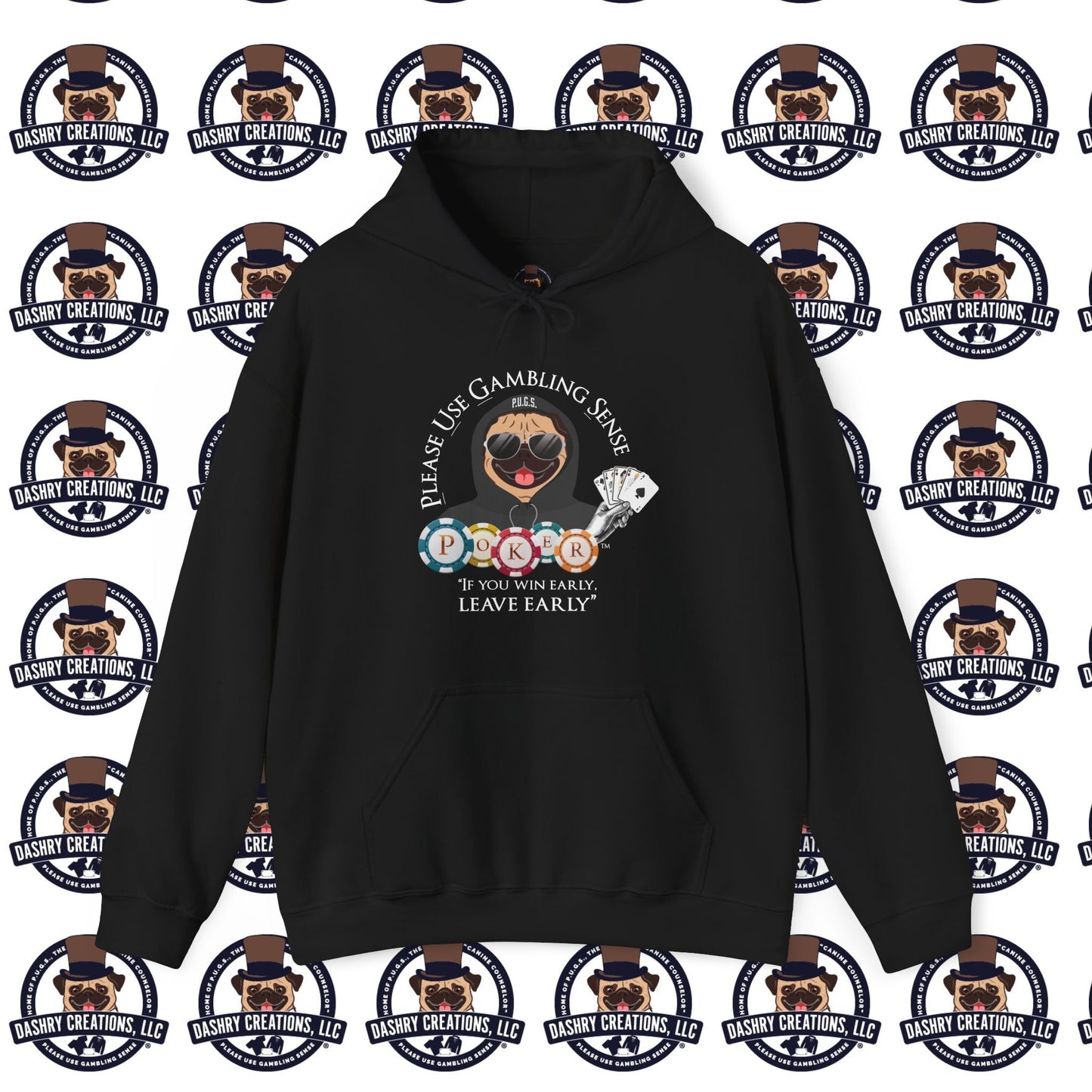Poker “Win Early Leave” Early Black Hoodie Unisex Heavy Blend™ Hooded Sweatshirt