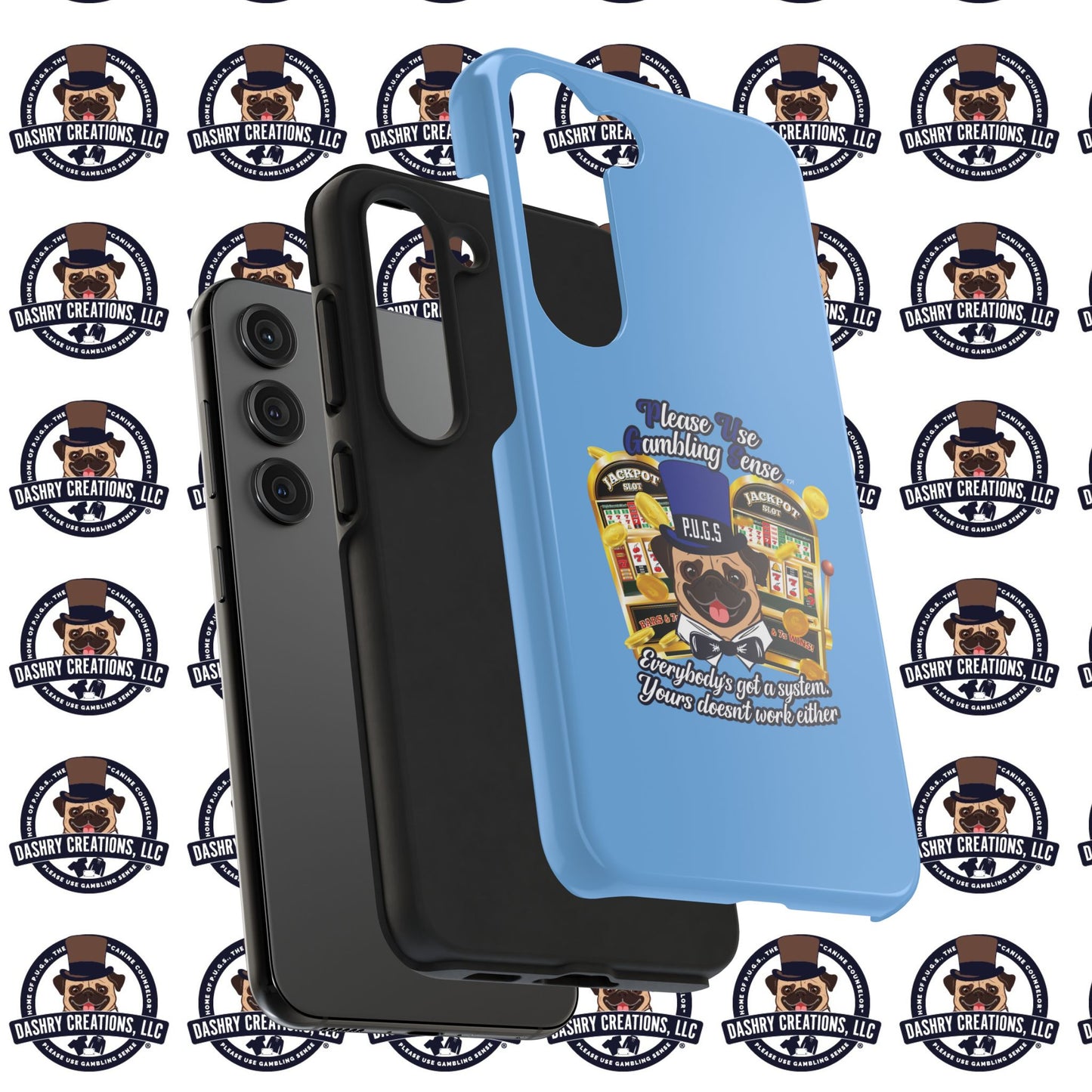 Slots “Everybody’s Got A System” Blue & Black Top Hat Tough Phone Cases