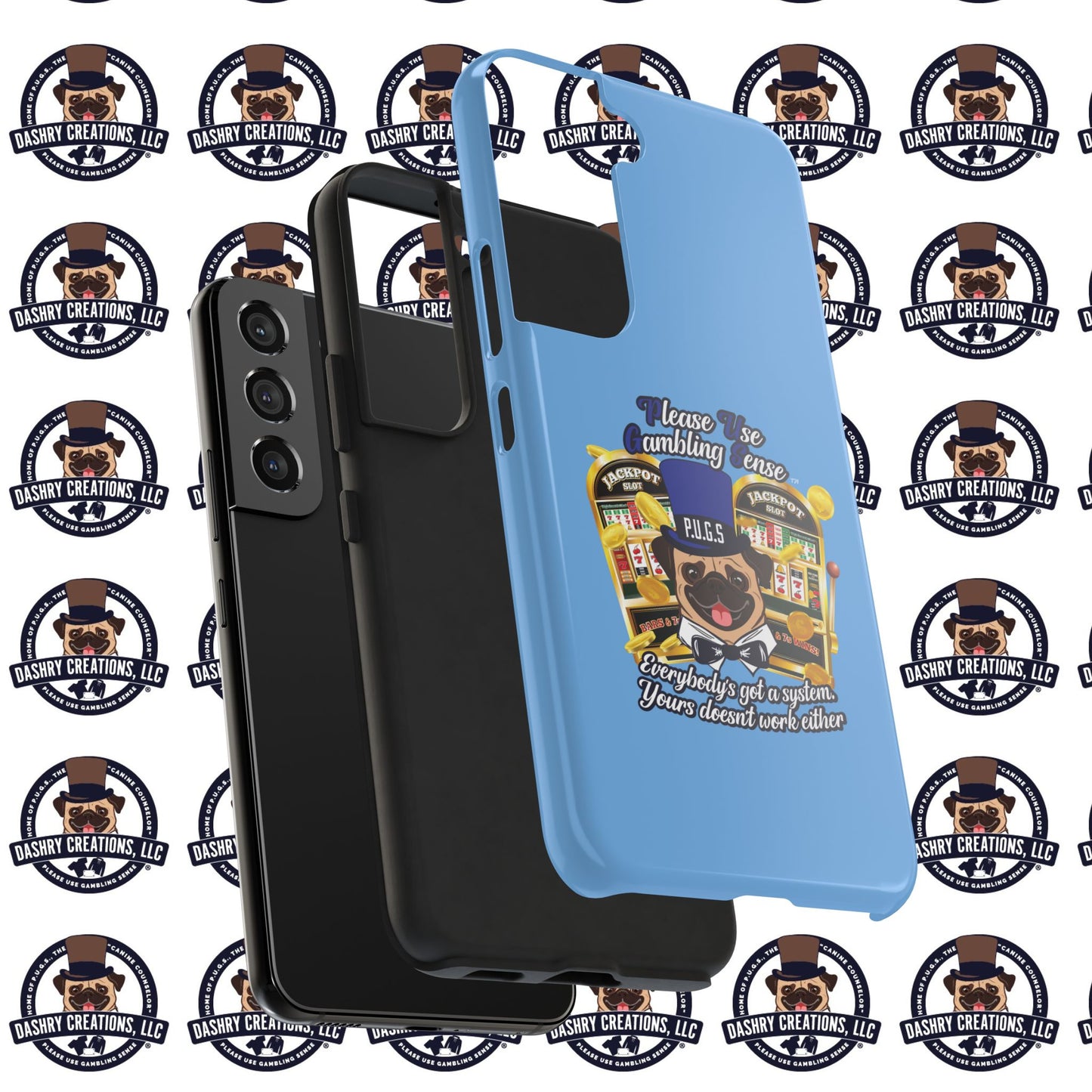 Slots “Everybody’s Got A System” Blue & Black Top Hat Tough Phone Cases