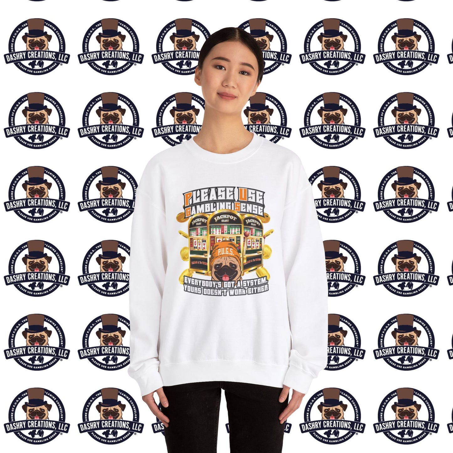 Slots “Everybody’s Got A System” Orange Wool Cap Unisex Heavy Blend™ Crewneck Sweatshirt