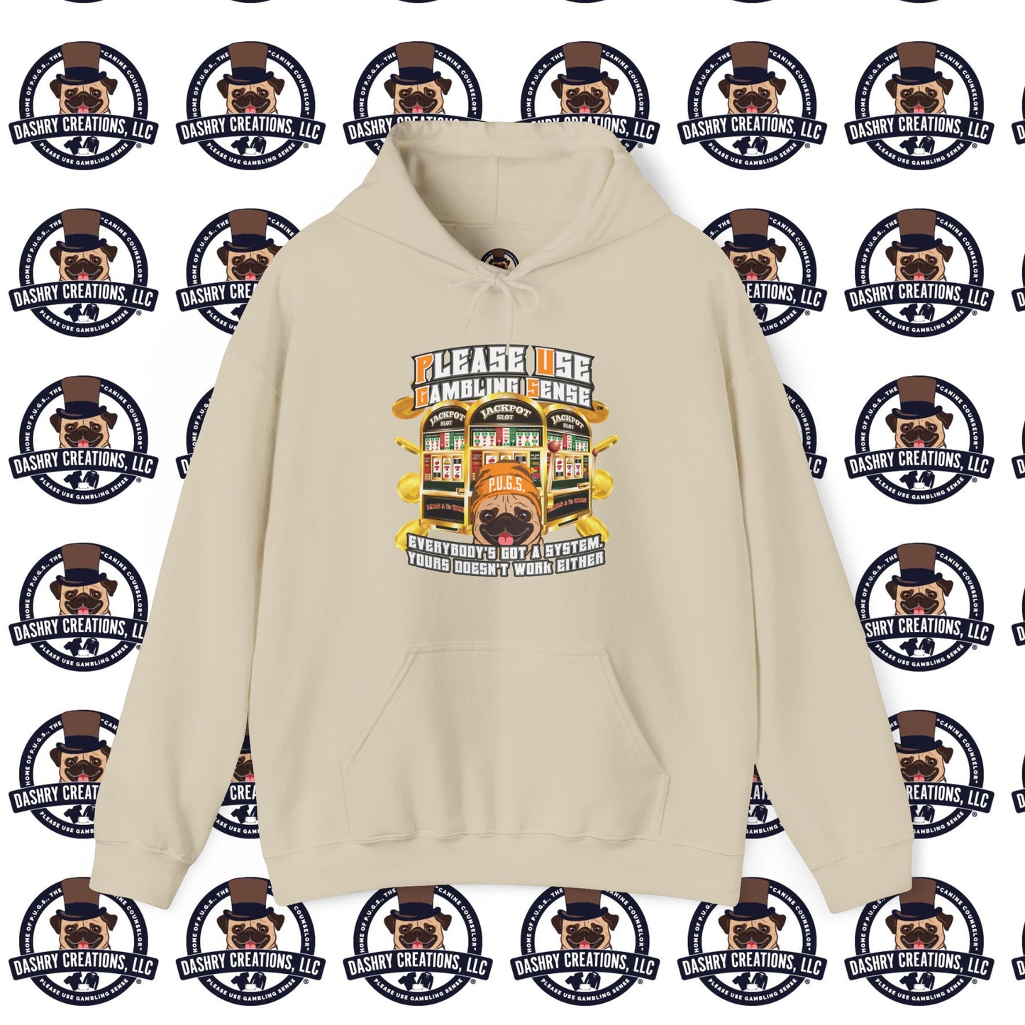 Slots “Everybody’s Got A System” Orange Wool Cap Unisex Heavy Blend™ Hooded Sweatshirt