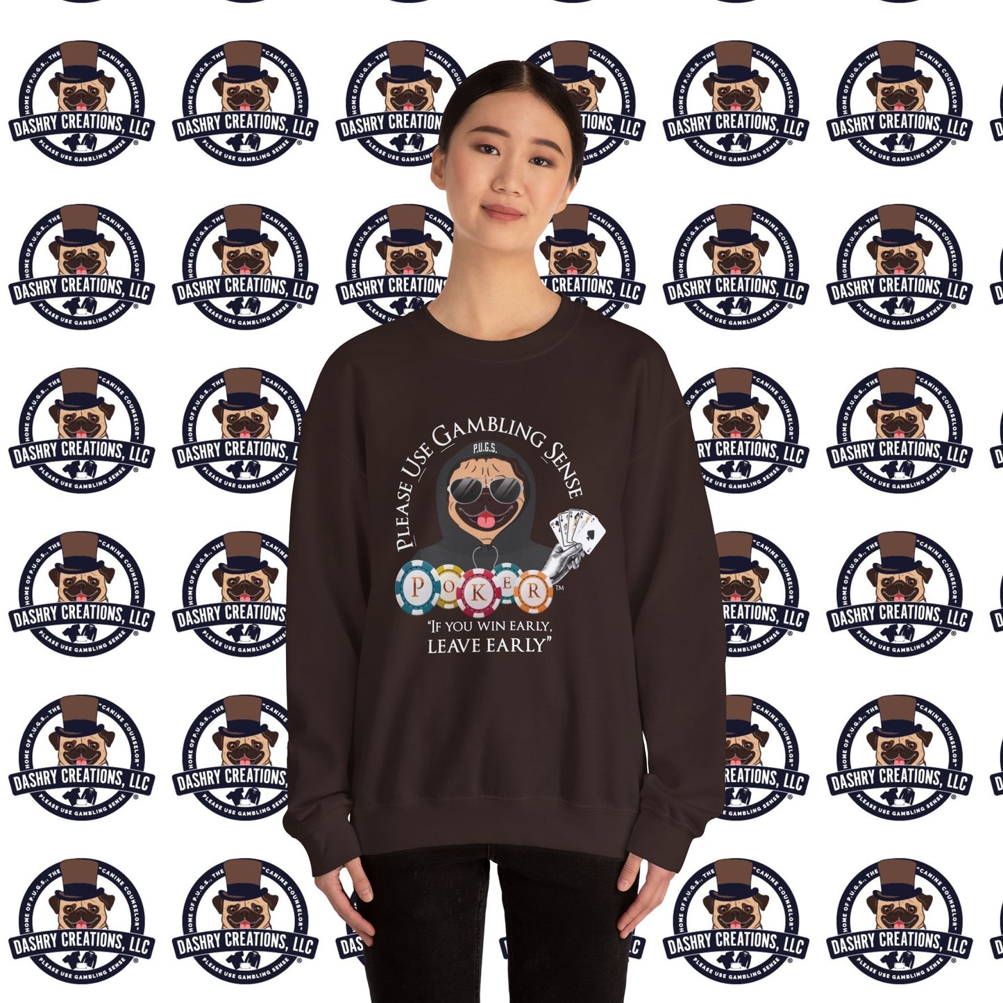 Poker “Win Early Leave” Early Black Hoodie Unisex Heavy Blend™ Crewneck Sweatshirt