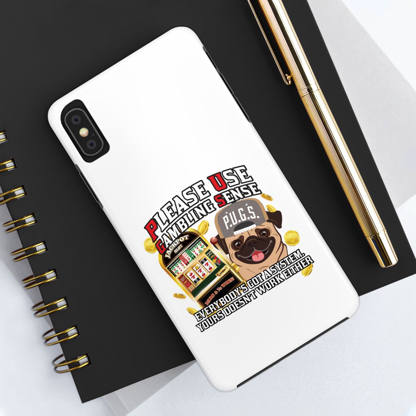 Slots “Everybody’s Got A System” Tan & White Backwards Baseball Cap Tough Phone Cases
