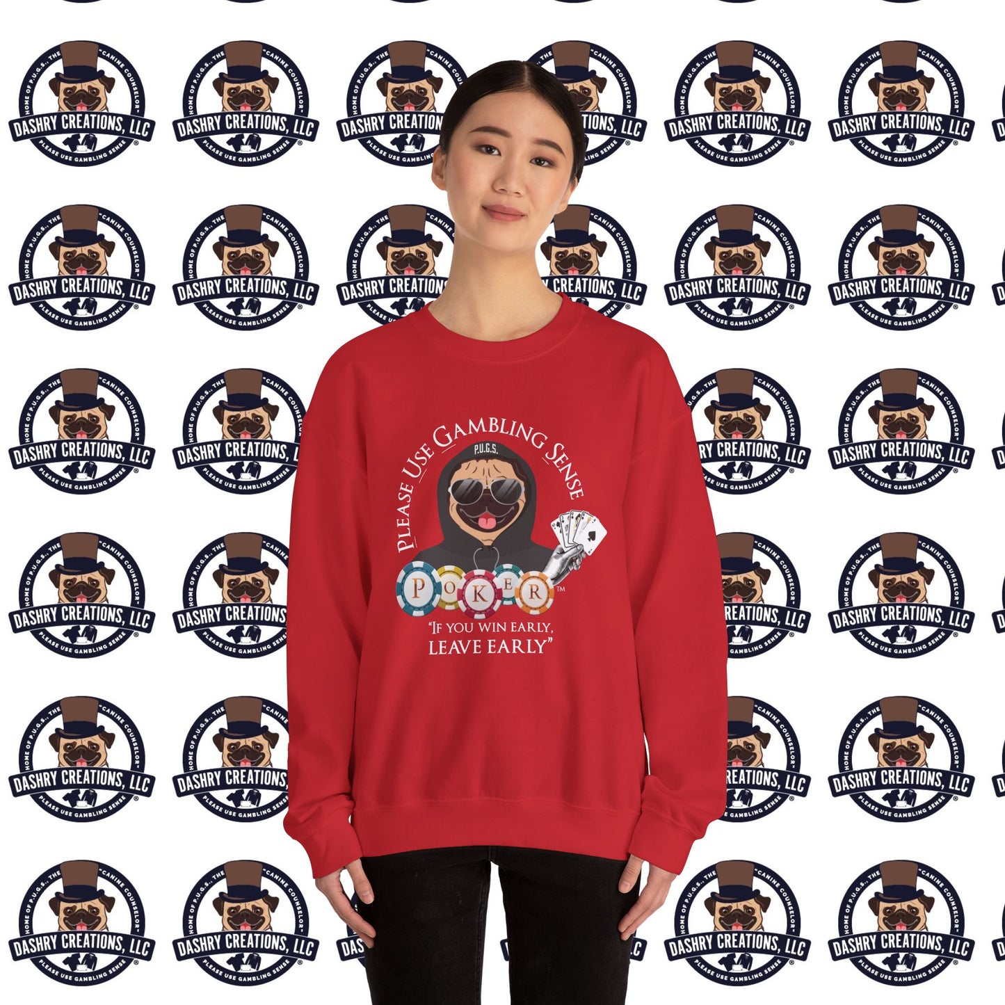 Poker “Win Early Leave” Early Black Hoodie Unisex Heavy Blend™ Crewneck Sweatshirt