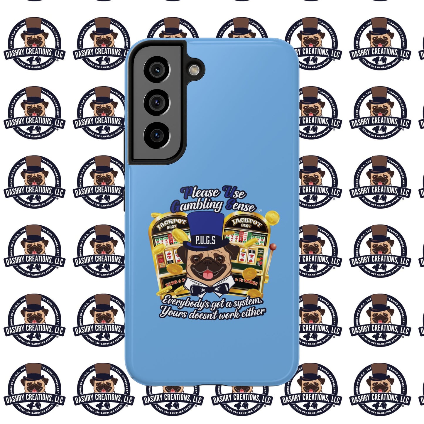 Slots “Everybody’s Got A System” Blue & Black Top Hat Tough Phone Cases