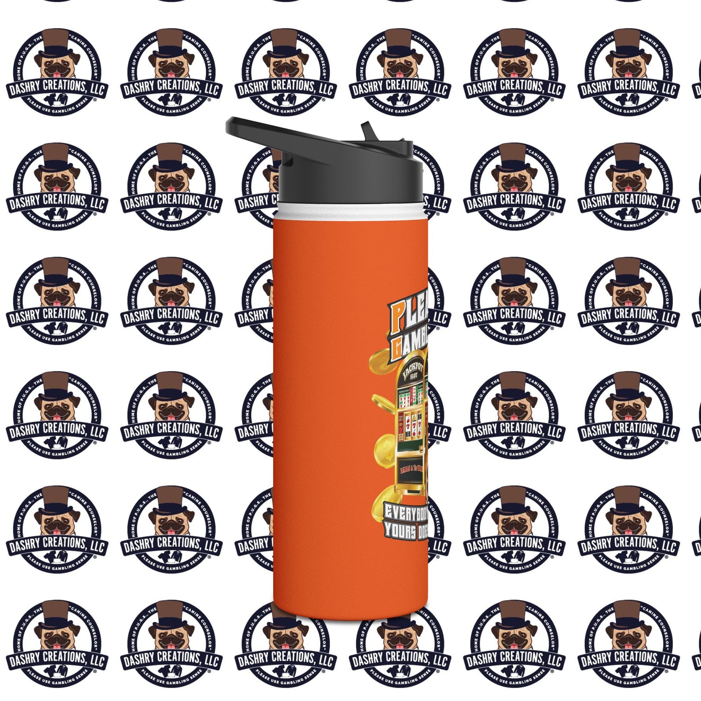 Slots “Everybody’s Got A System” Orange Wool Cap Stainless Steel Water Bottle, Standard Lid