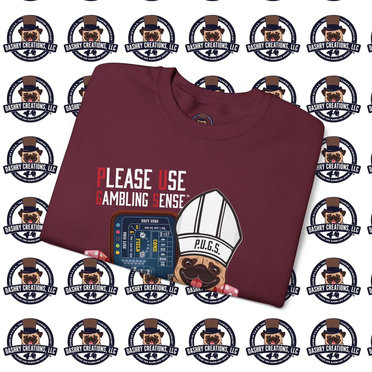 Craps “Praying Over Dice” Bishop’s Mitre Hat Unisex Heavy Blend™ Crewneck Sweatshirt