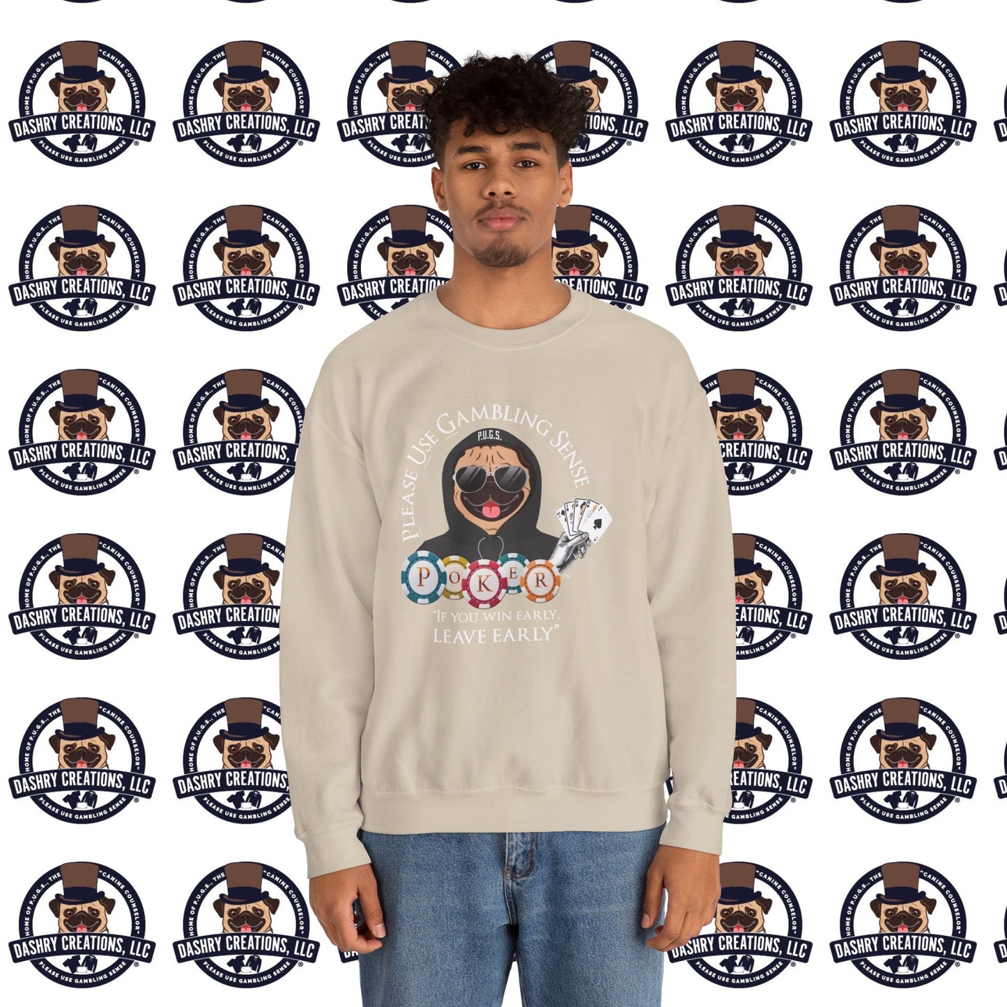 Poker “Win Early Leave” Early Black Hoodie Unisex Heavy Blend™ Crewneck Sweatshirt