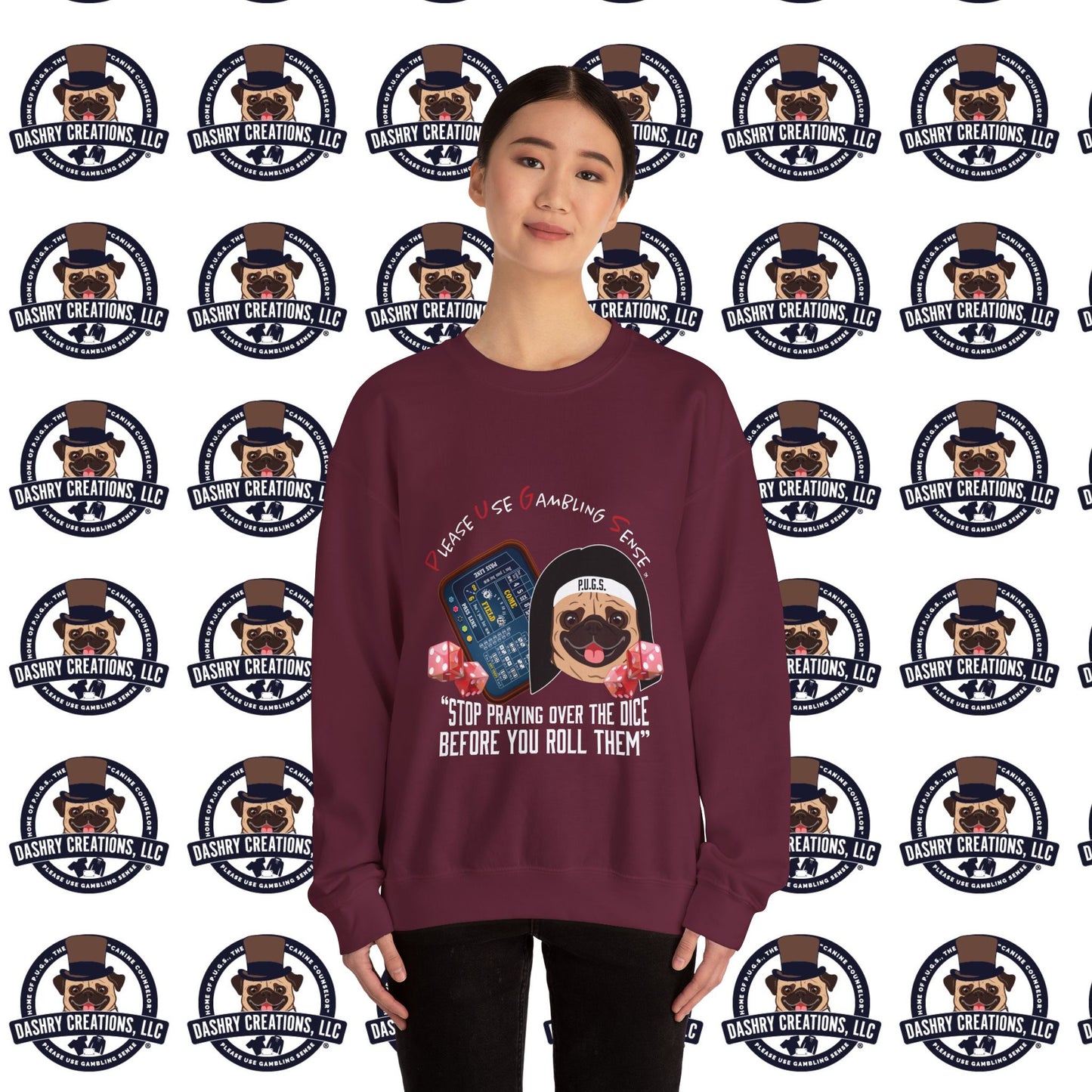 Craps “Praying Over Dice” Nun’s Veil Unisex Heavy Blend™ Crewneck Sweatshirt