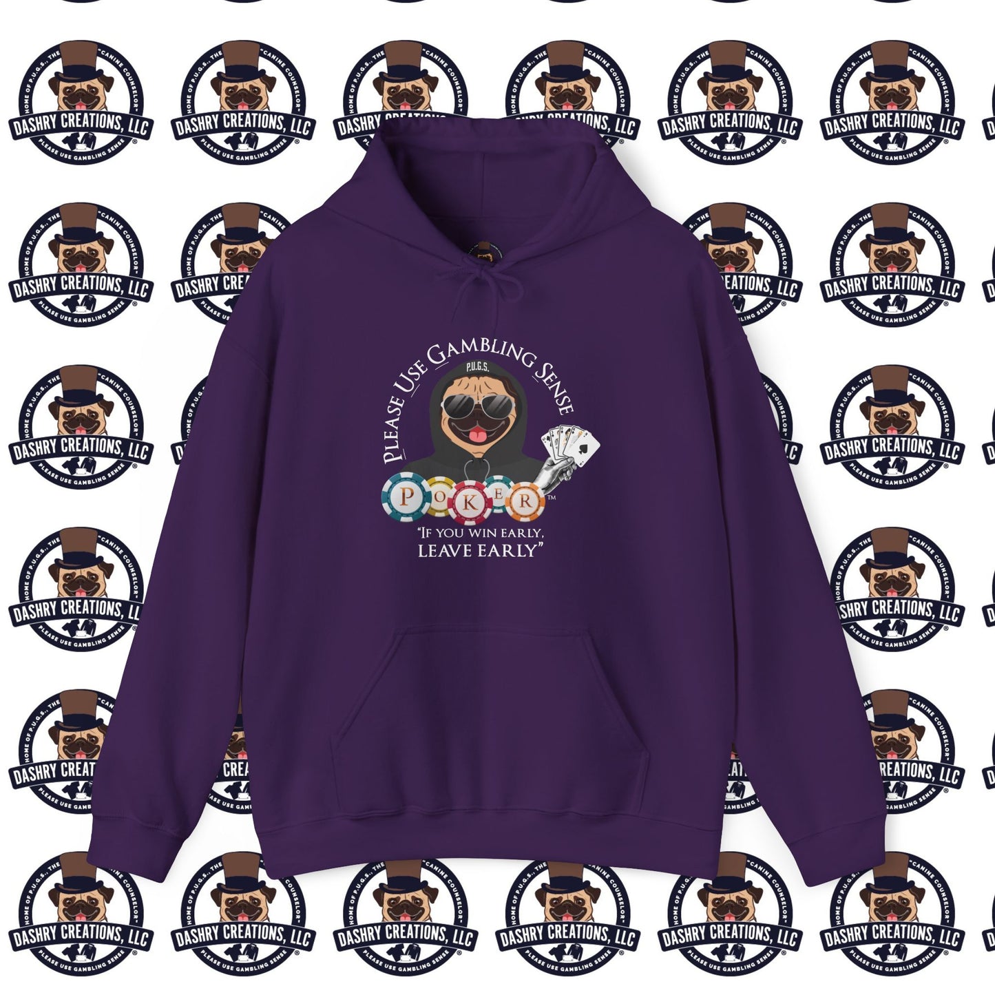 Poker “Win Early Leave” Early Black Hoodie Unisex Heavy Blend™ Hooded Sweatshirt