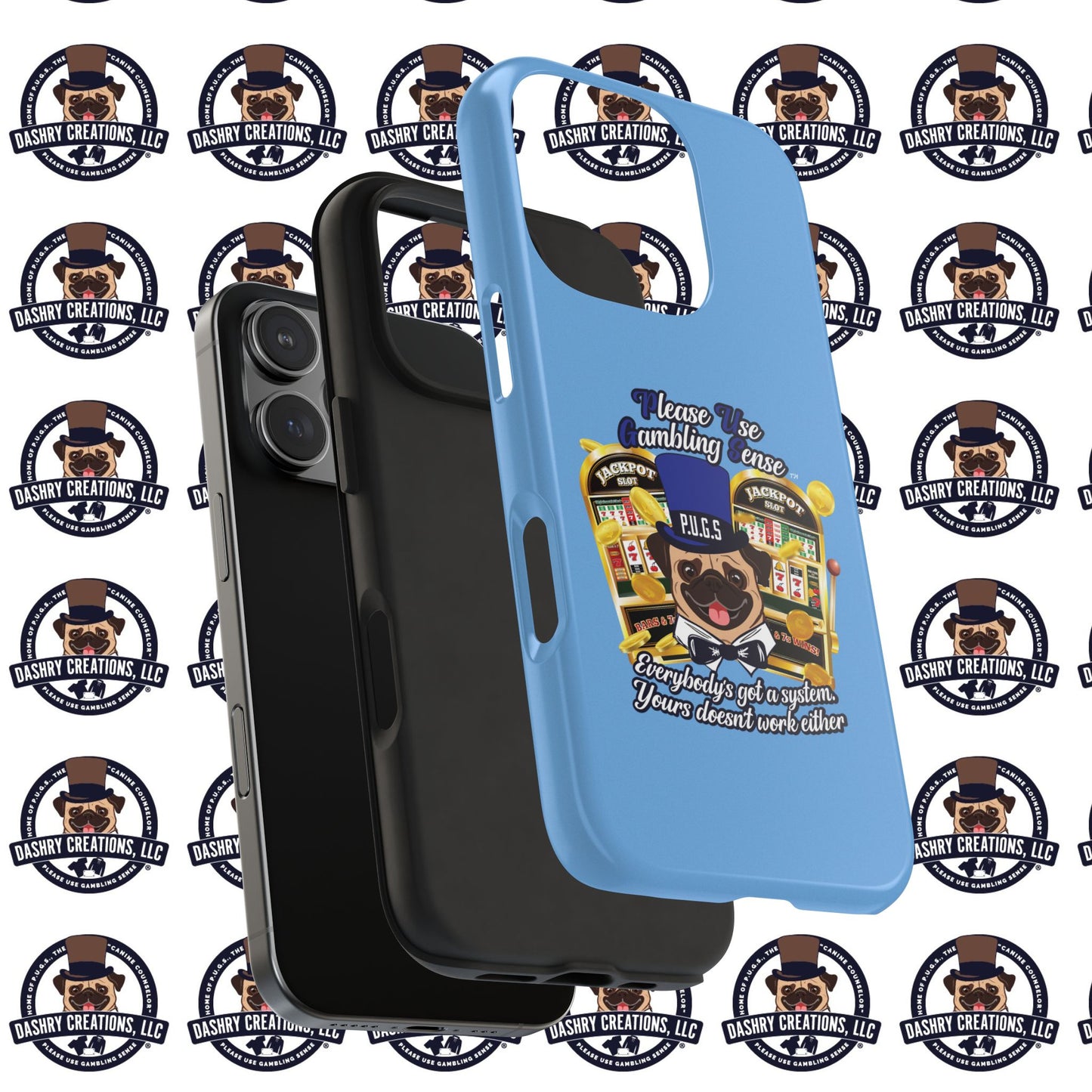 Slots “Everybody’s Got A System” Blue & Black Top Hat Tough Phone Cases