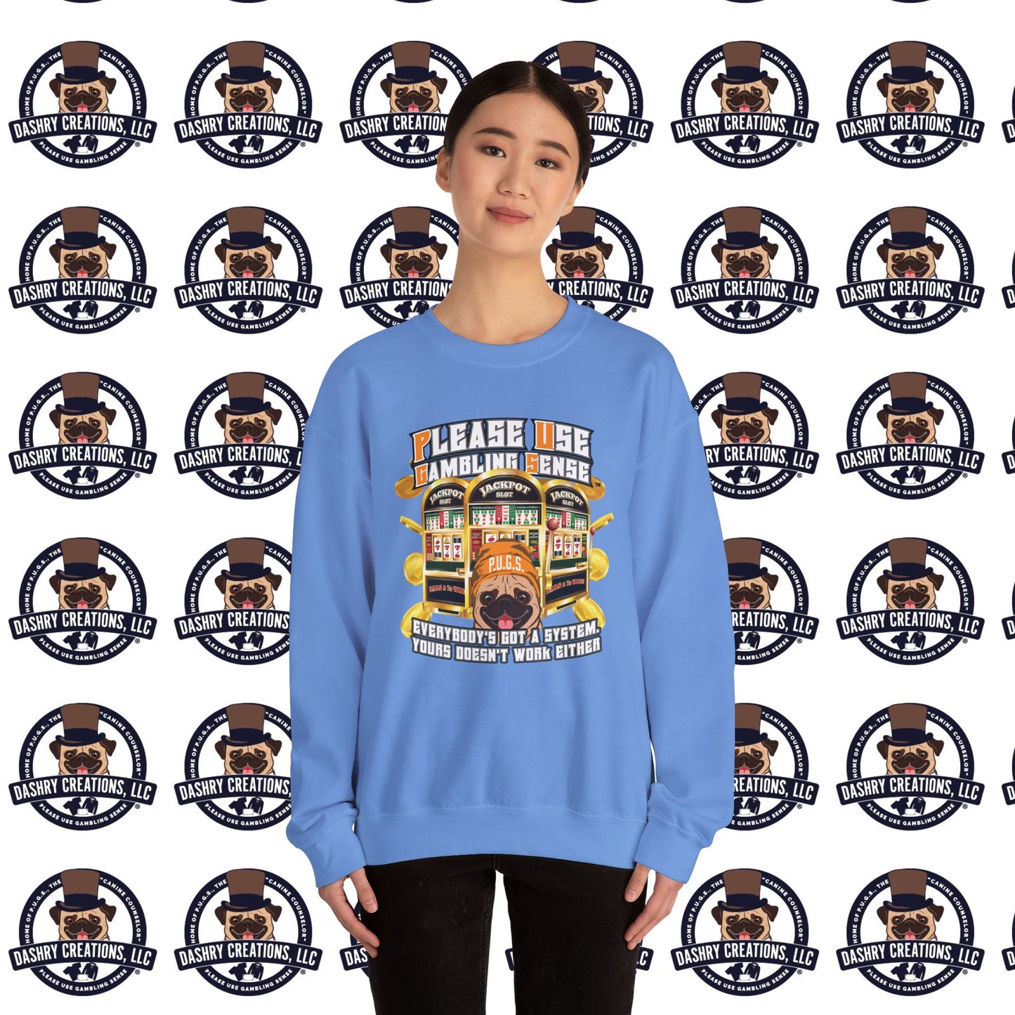 Slots “Everybody’s Got A System” Orange Wool Cap Unisex Heavy Blend™ Crewneck Sweatshirt