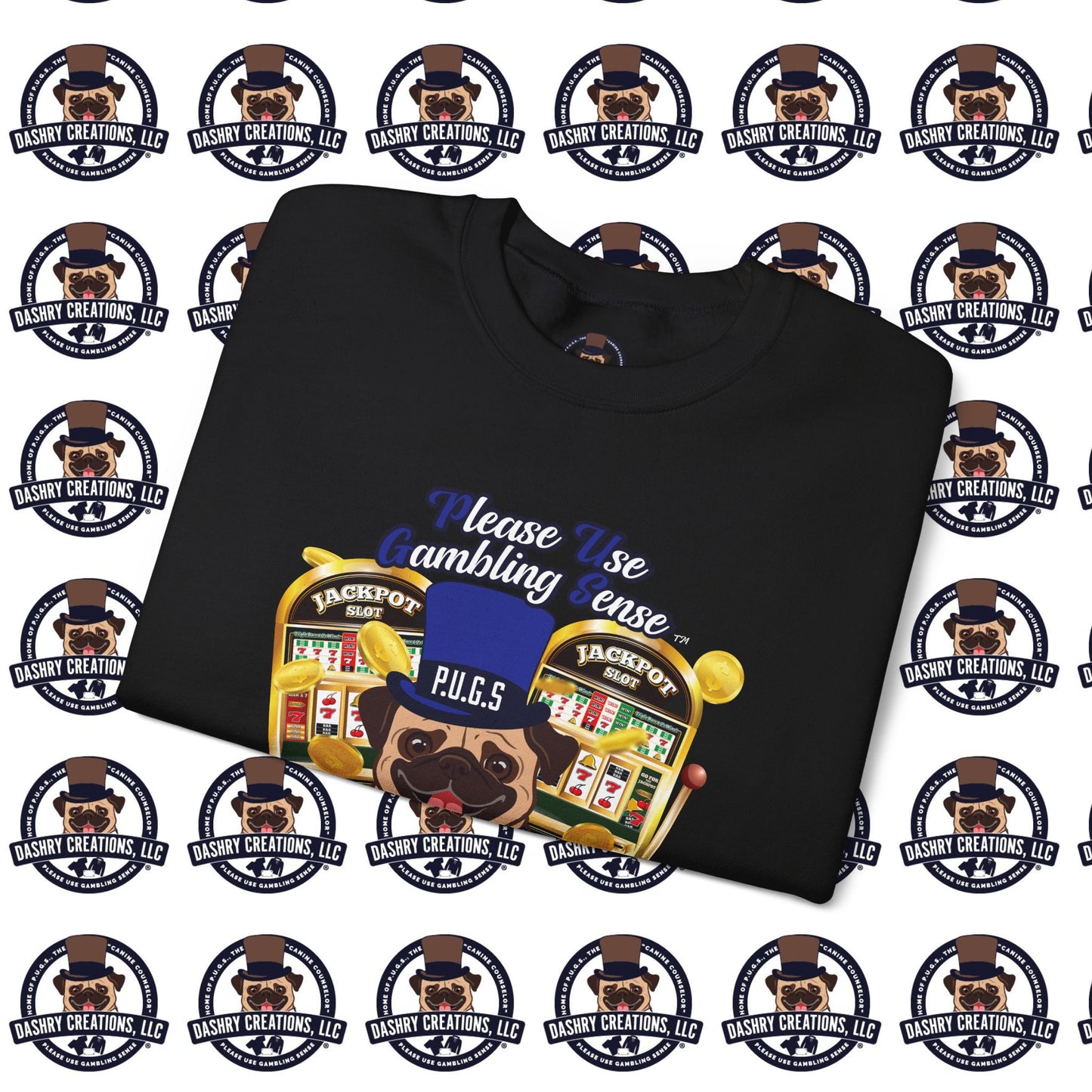 Slots “Everybody’s Got A System” Blue & Black Top Hat Unisex Heavy Blend™ Crewneck Sweatshirt