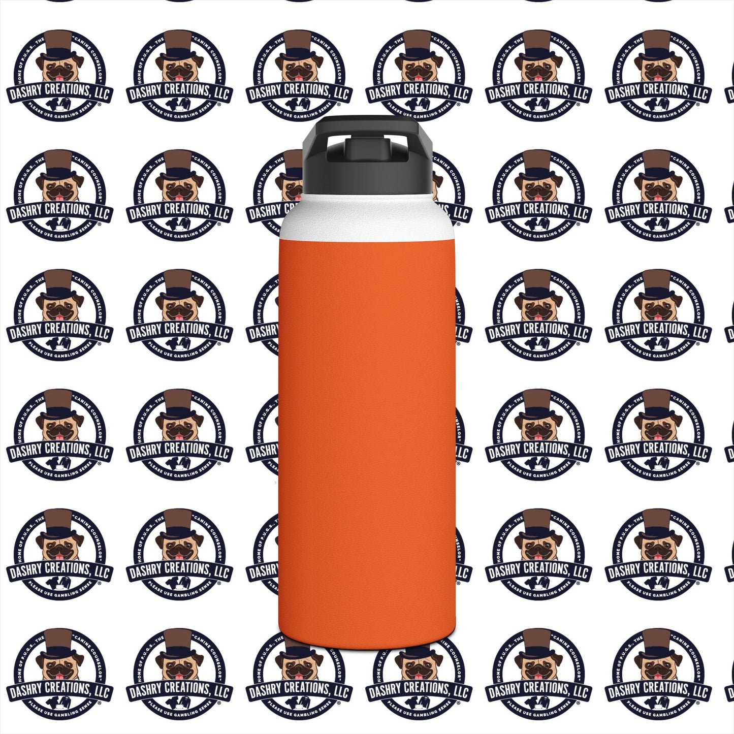 Slots “Everybody’s Got A System” Orange Wool Cap Stainless Steel Water Bottle, Standard Lid