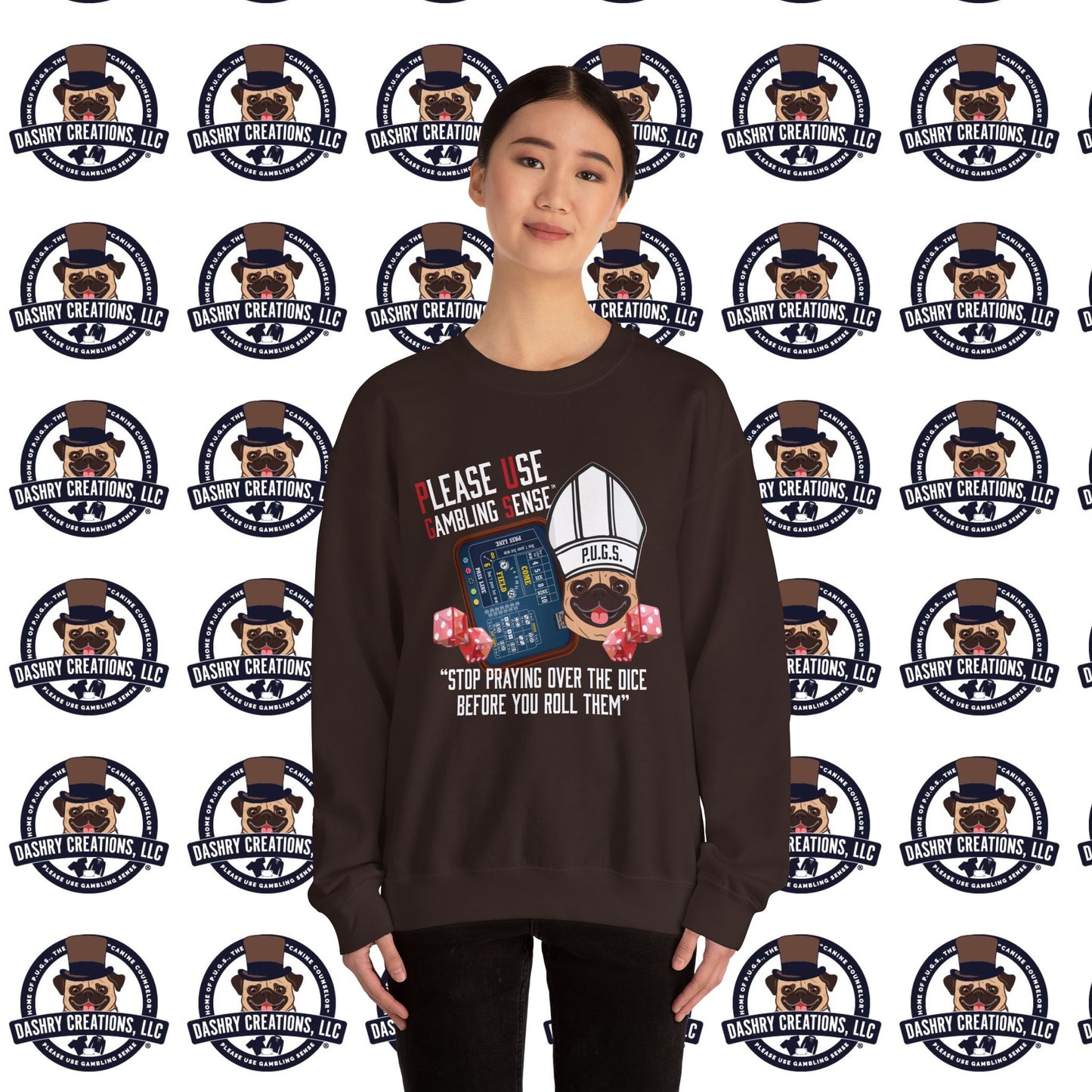 Craps “Praying Over Dice” Bishop’s Mitre Hat Unisex Heavy Blend™ Crewneck Sweatshirt
