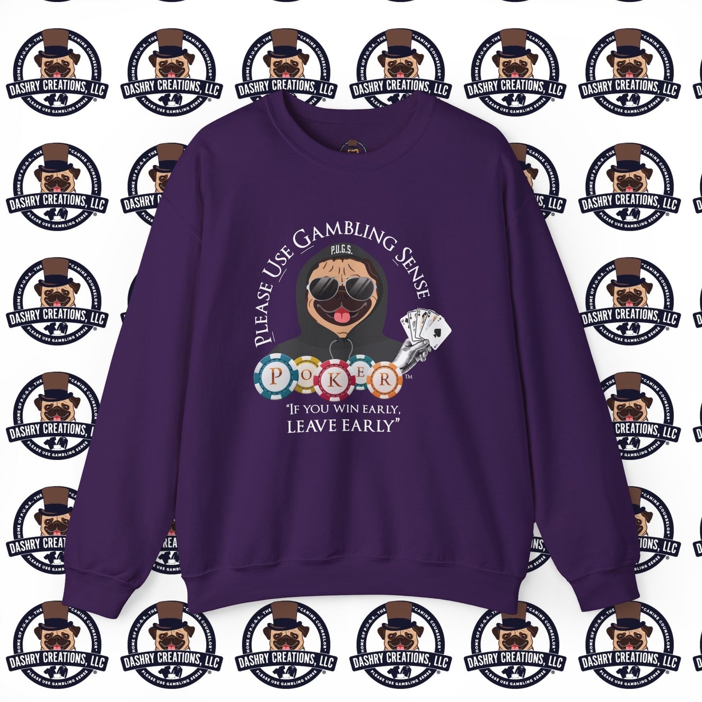 Poker “Win Early Leave” Early Black Hoodie Unisex Heavy Blend™ Crewneck Sweatshirt
