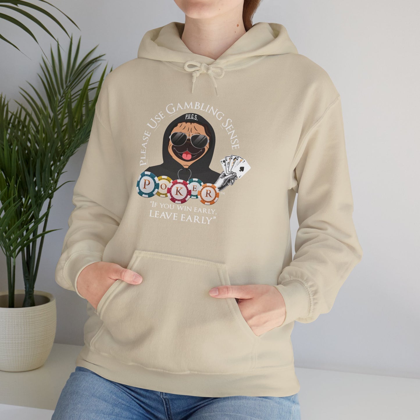 Poker “Win Early Leave” Early Black Hoodie Unisex Heavy Blend™ Hooded Sweatshirt
