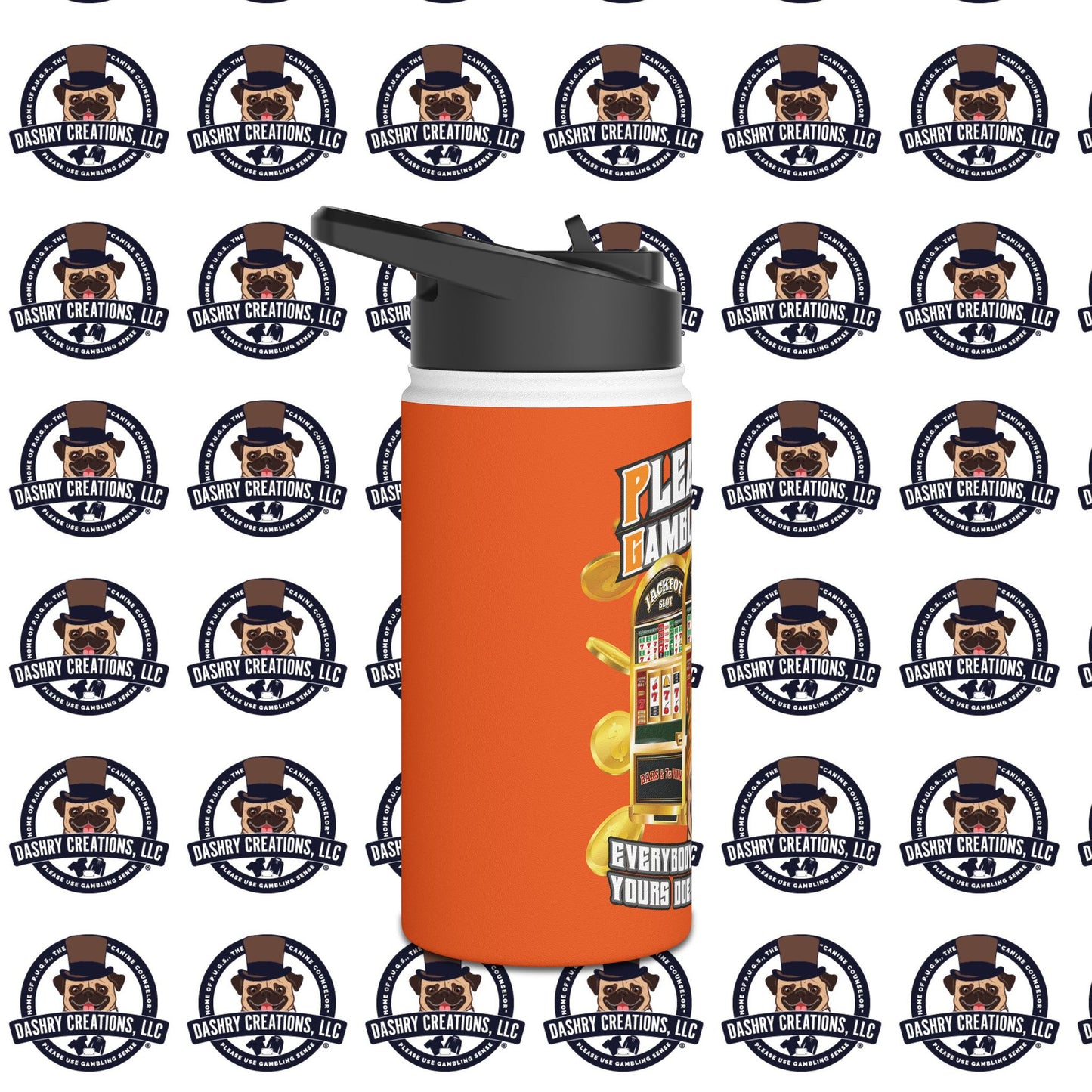 Slots “Everybody’s Got A System” Orange Wool Cap Stainless Steel Water Bottle, Standard Lid