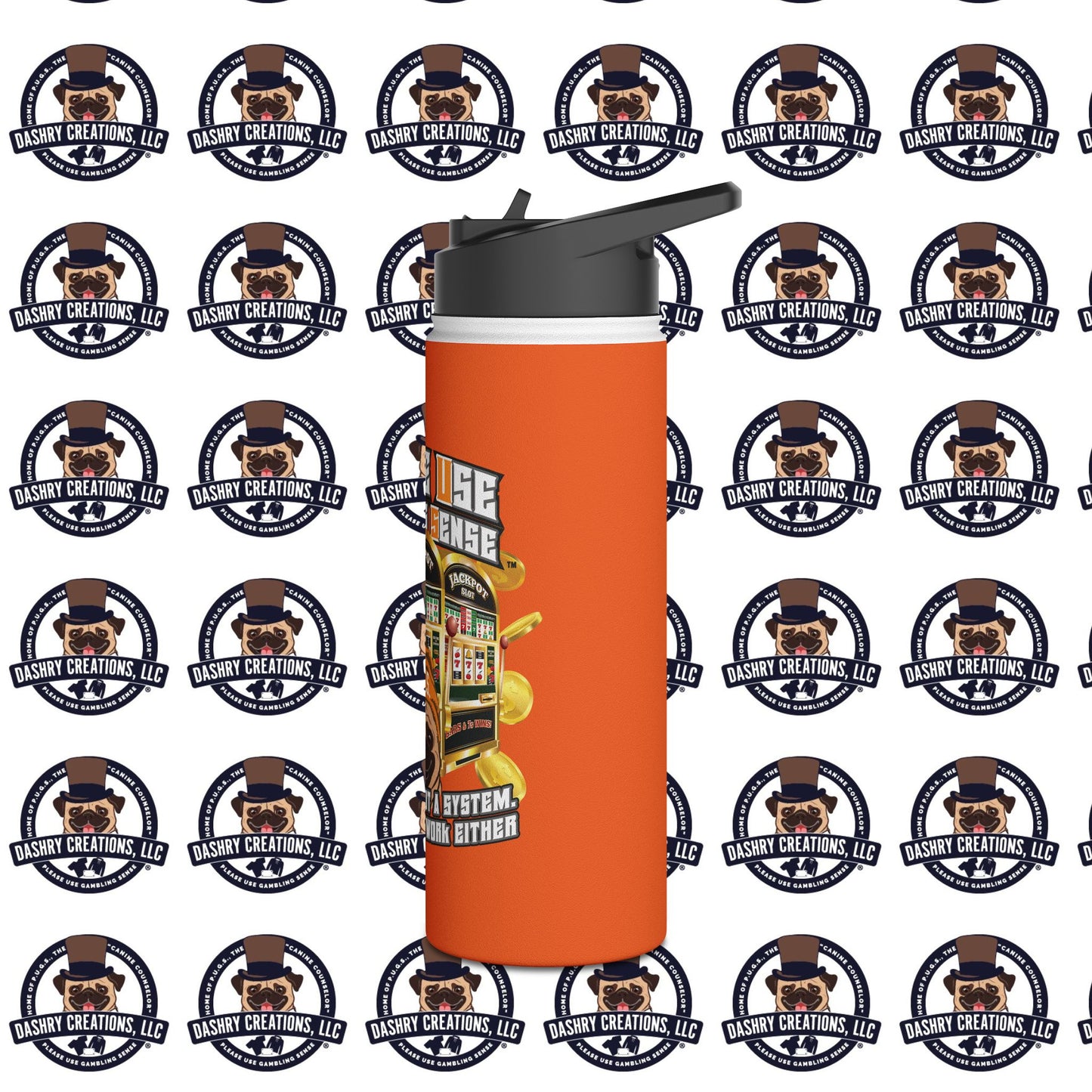 Slots “Everybody’s Got A System” Orange Wool Cap Stainless Steel Water Bottle, Standard Lid