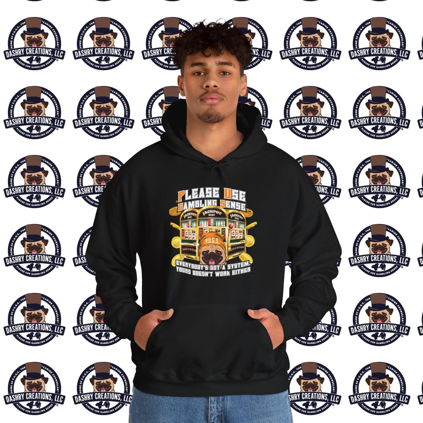 Slots “Everybody’s Got A System” Orange Wool Cap Unisex Heavy Blend™ Hooded Sweatshirt