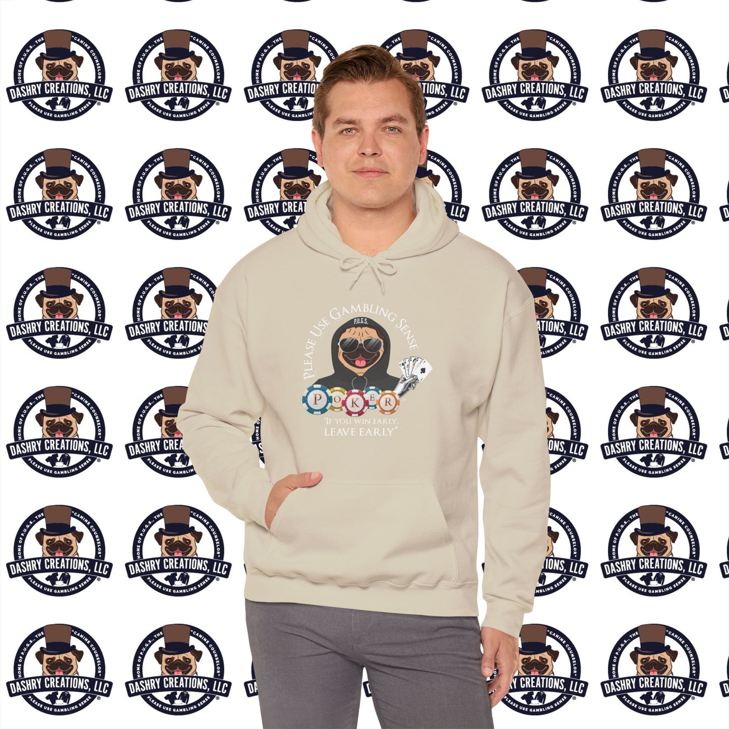 Poker “Win Early Leave” Early Black Hoodie Unisex Heavy Blend™ Hooded Sweatshirt