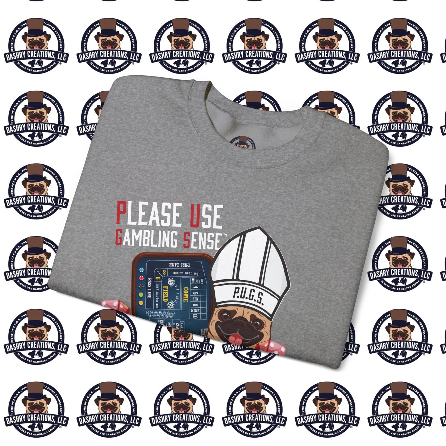 Craps “Praying Over Dice” Bishop’s Mitre Hat Unisex Heavy Blend™ Crewneck Sweatshirt