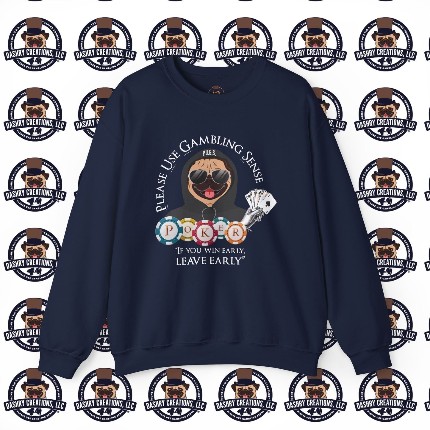 Poker “Win Early Leave” Early Black Hoodie Unisex Heavy Blend™ Crewneck Sweatshirt