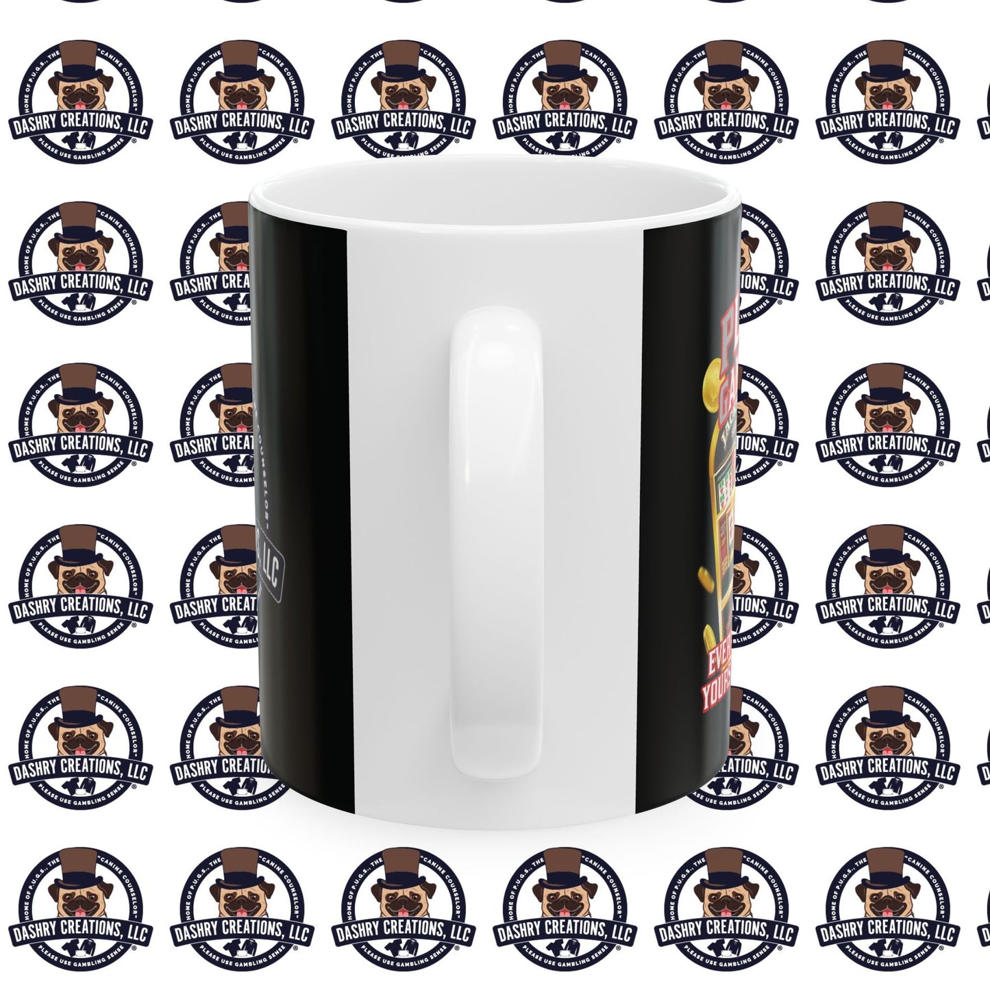 Slots “Everybody’s Got A System” Tan & White Backwards Baseball Cap Ceramic Mug, (11oz, 15oz)