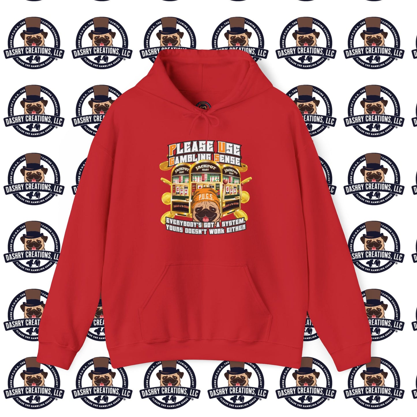 Slots “Everybody’s Got A System” Orange Wool Cap Unisex Heavy Blend™ Hooded Sweatshirt