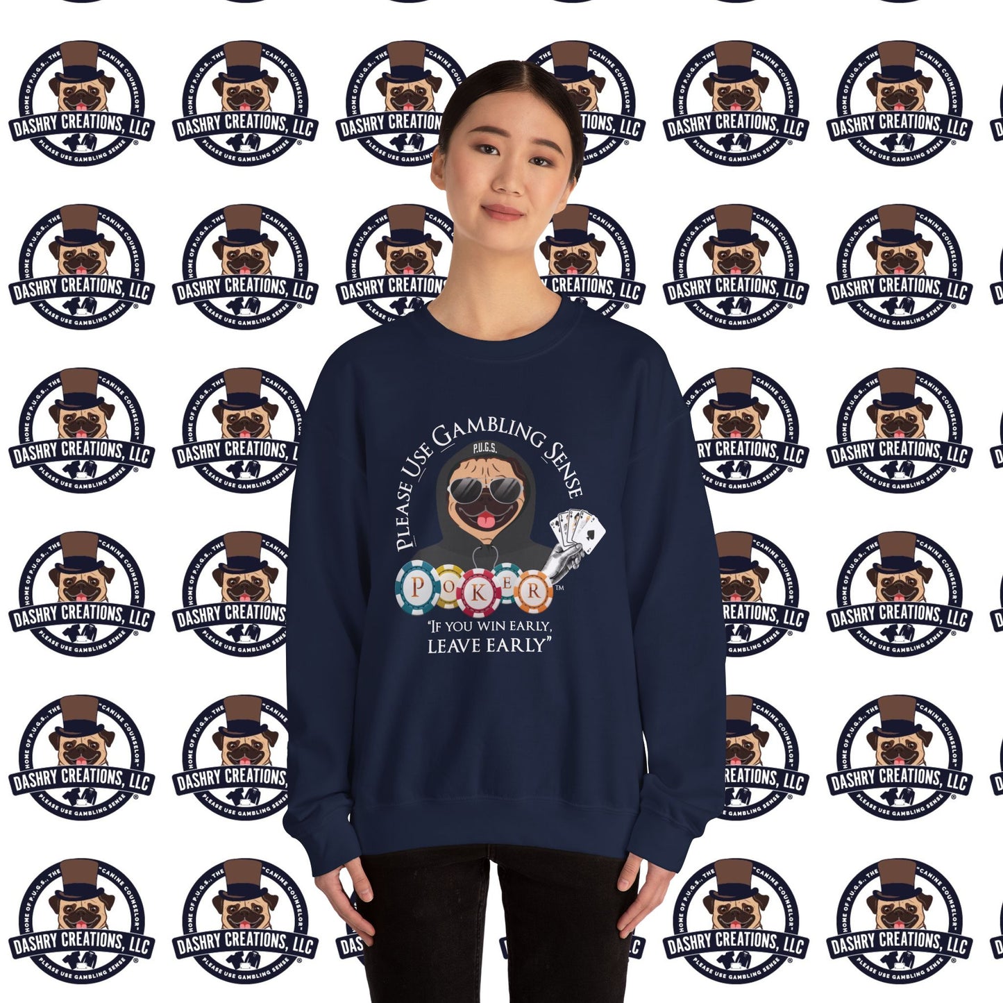 Poker “Win Early Leave” Early Black Hoodie Unisex Heavy Blend™ Crewneck Sweatshirt